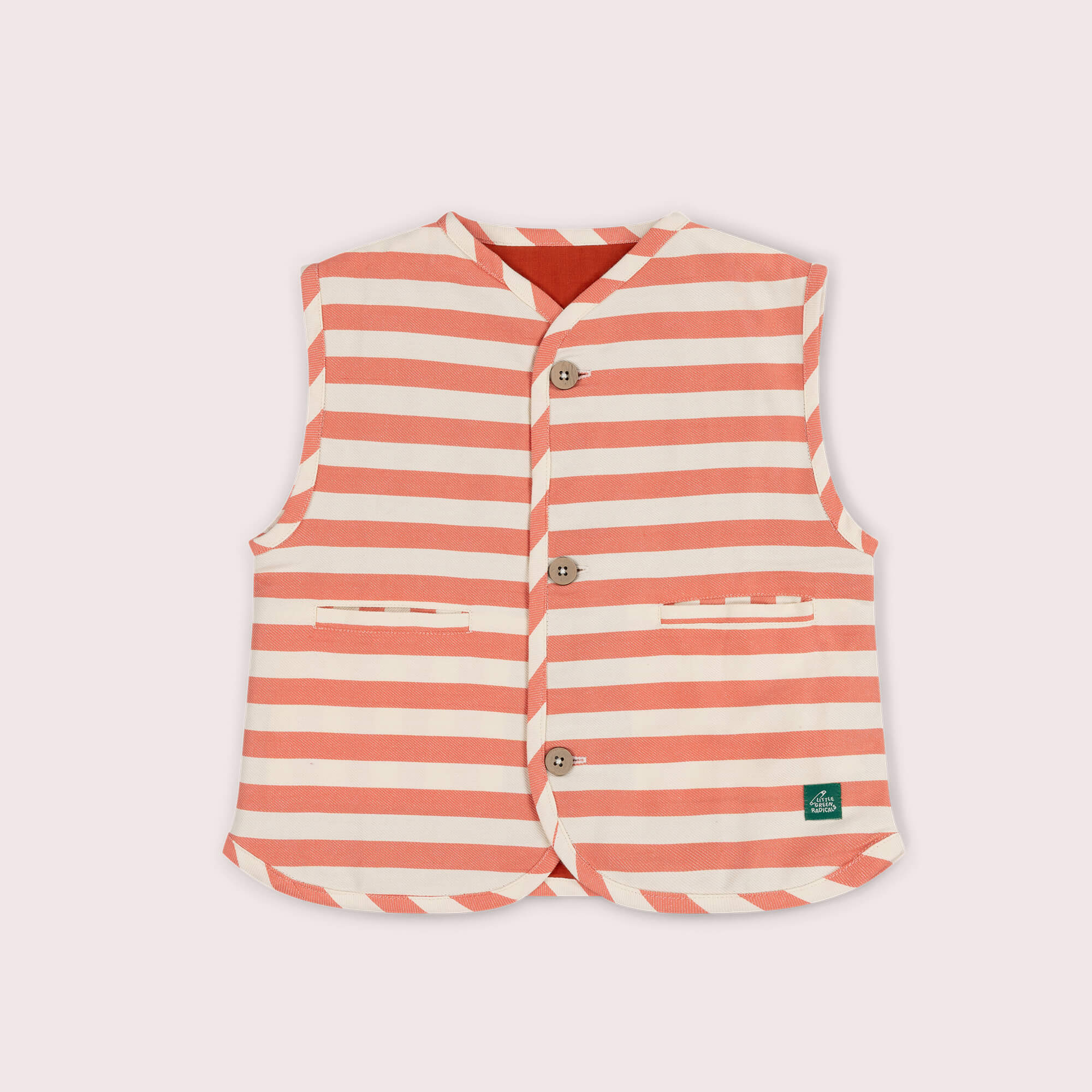 Sunset Red Striped Spring Gilet Red / 7-8y