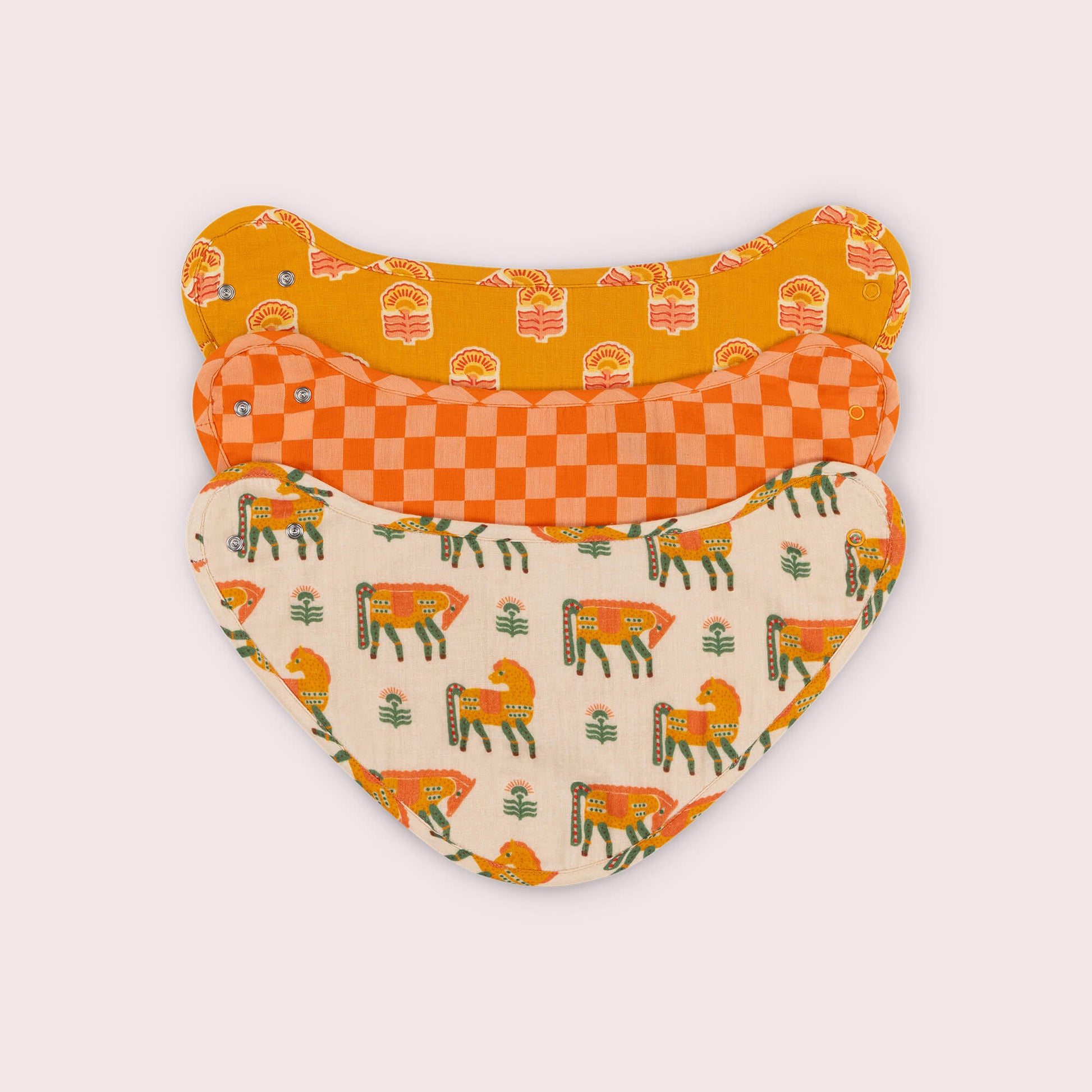 Golden Flowers Organic Muslin Bib Set Multi / one size