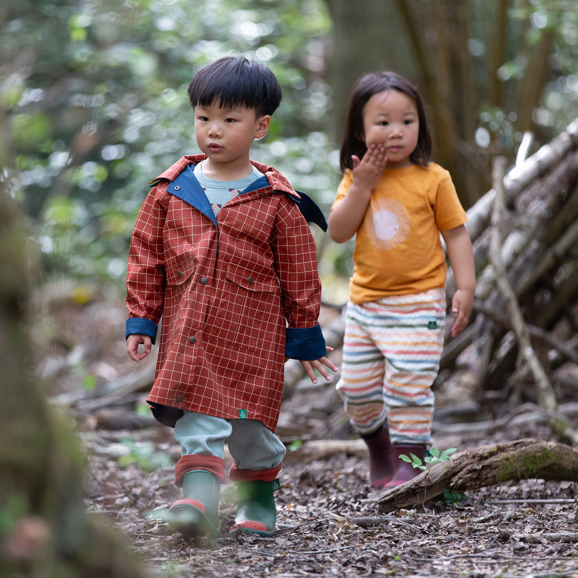 Ginger Check Recycled Reversible Anorak Orange / 7-8y