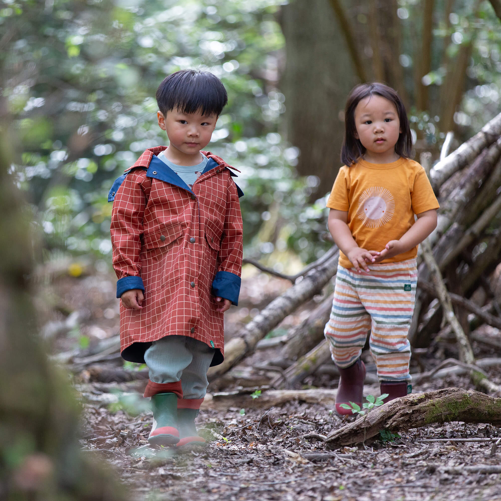 Ginger Check Recycled Reversible Anorak Orange / 7-8y