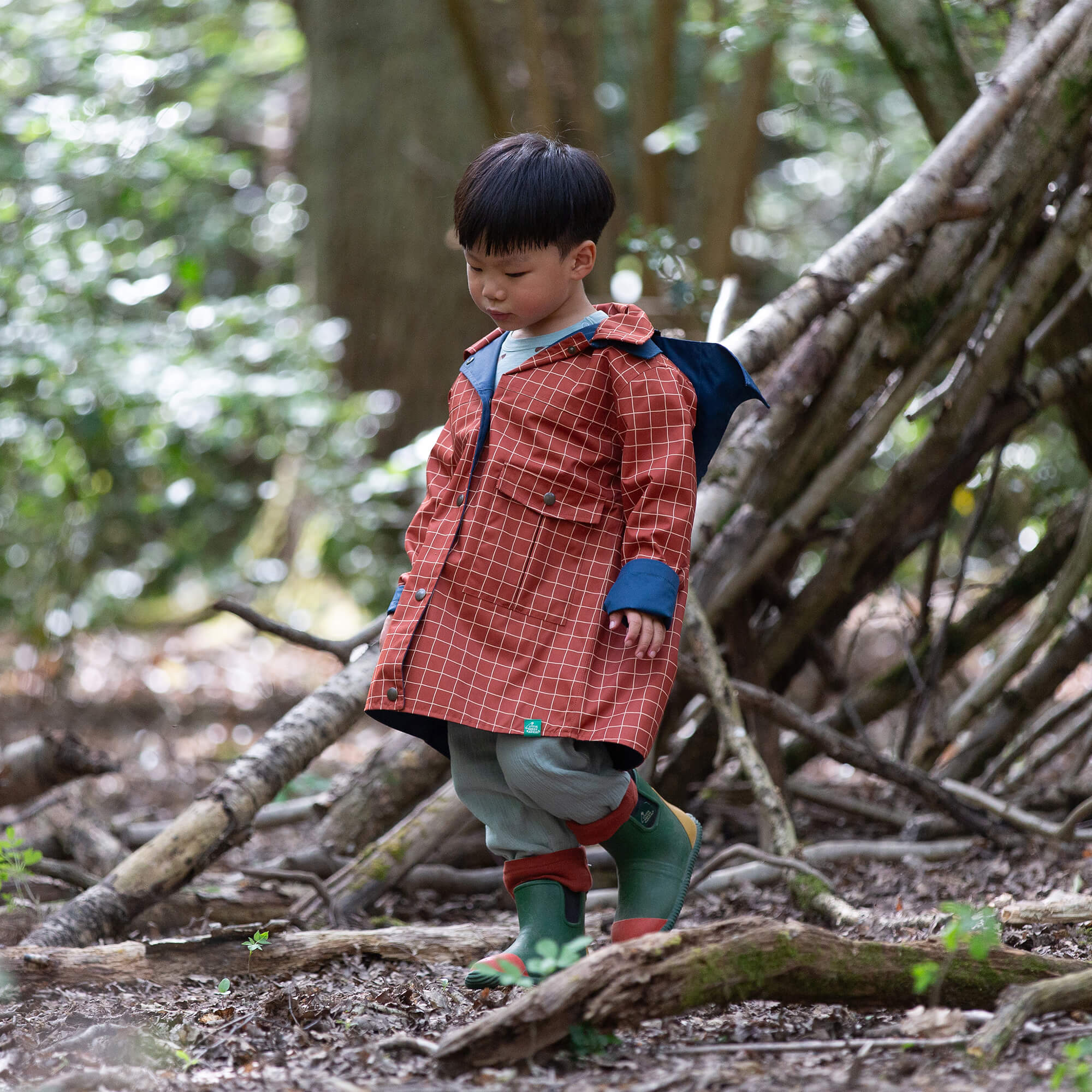 Ginger Check Recycled Reversible Anorak Orange / 7-8y