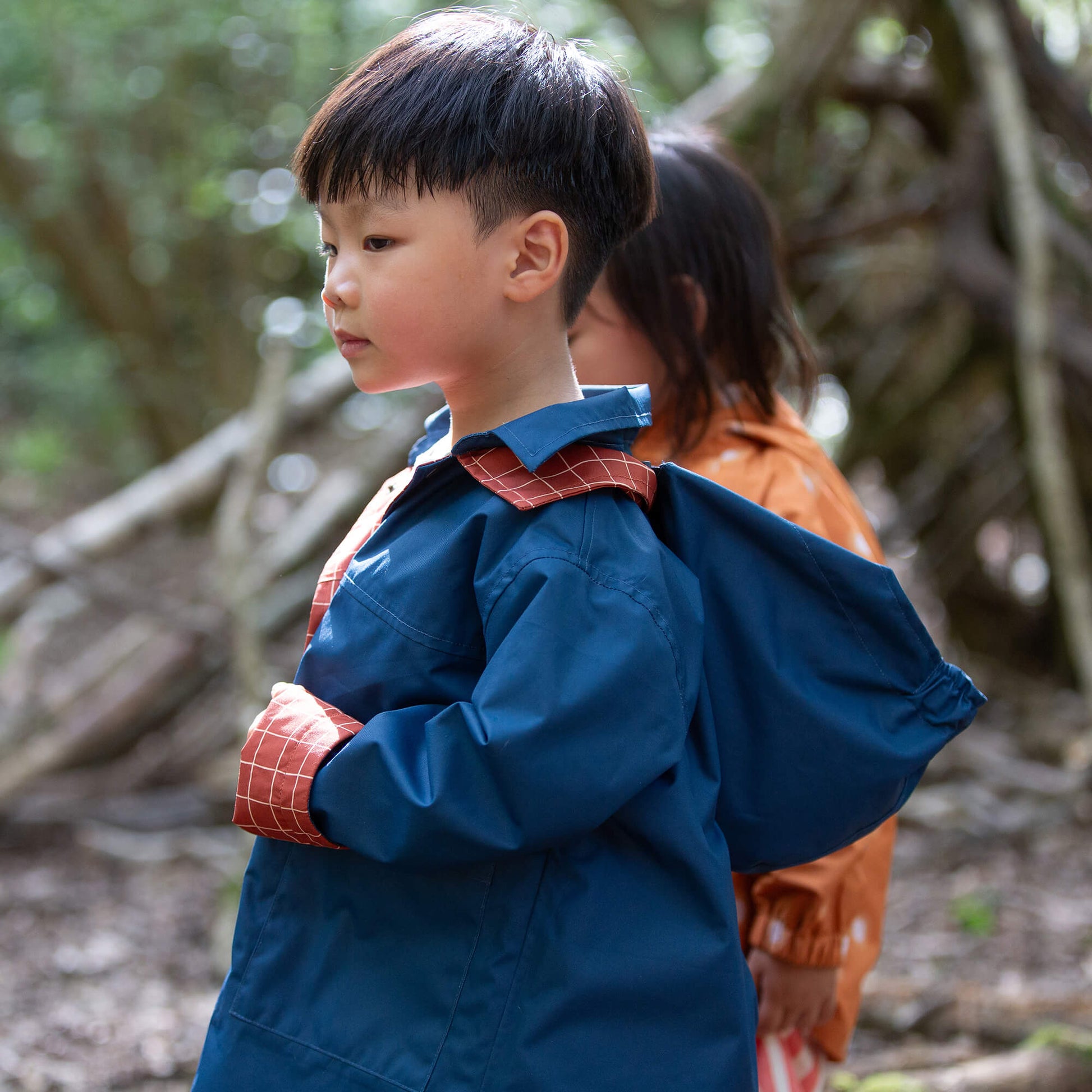 Ginger Check Recycled Reversible Anorak Orange / 7-8y