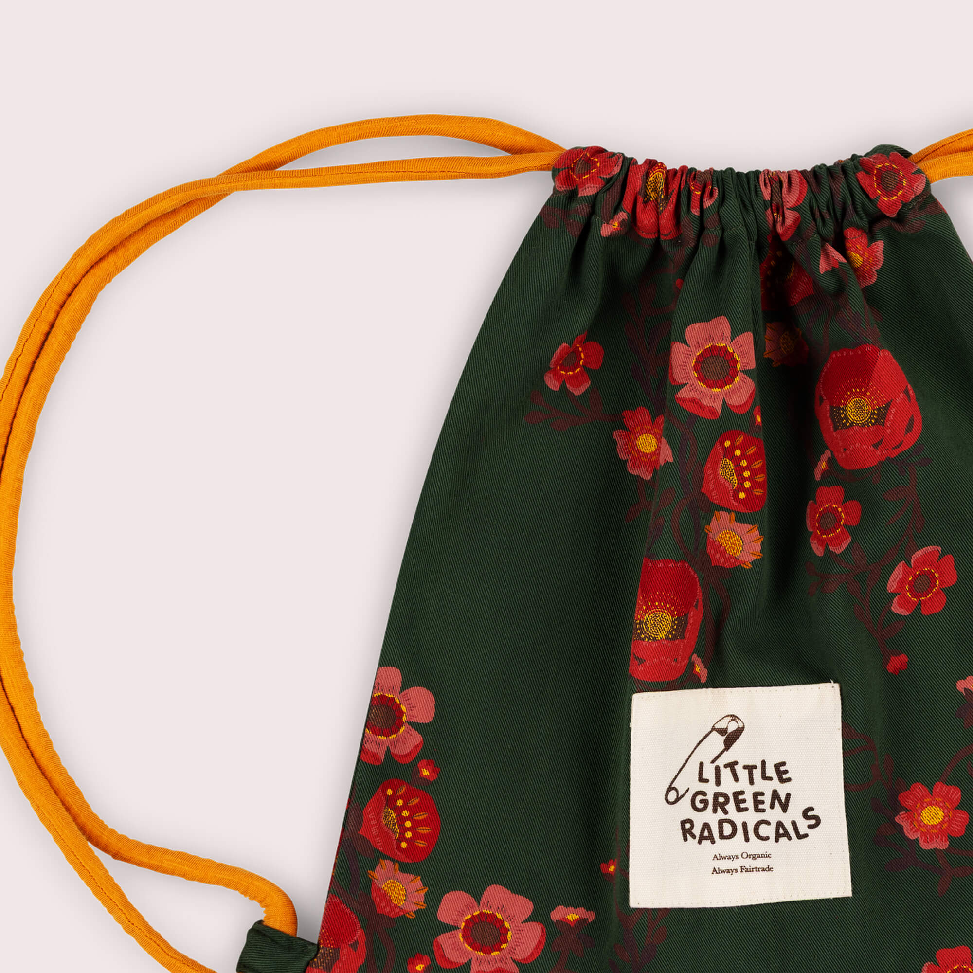 Olive Poppies Drawstring Bag Green / One Size