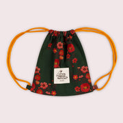 Olive Poppies Drawstring Bag Green / One Size