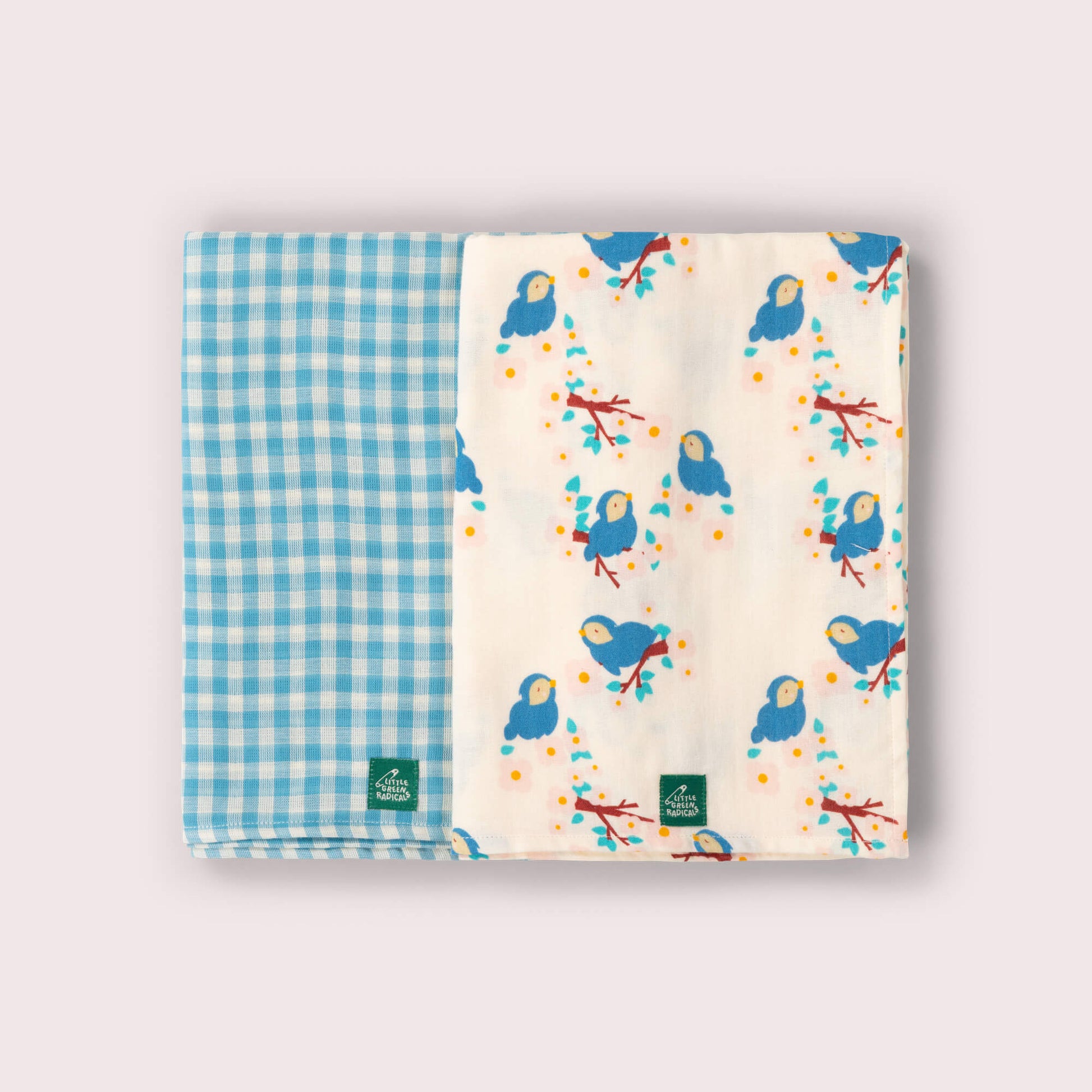 Bluebirds Muslin Cloth 2 Pack Blue / one size