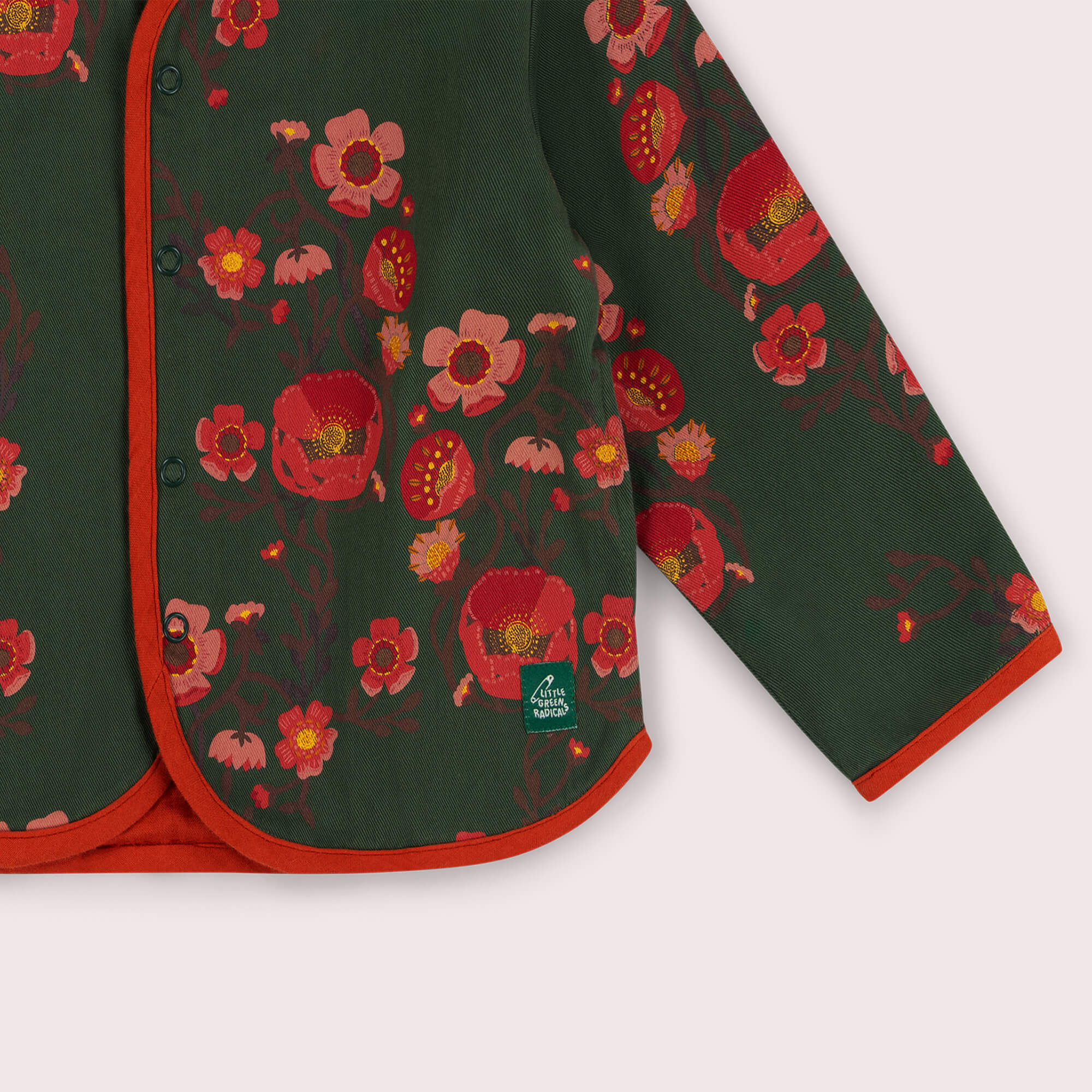 Olive Poppies Reversible Spring Jacket Green / 6-7y