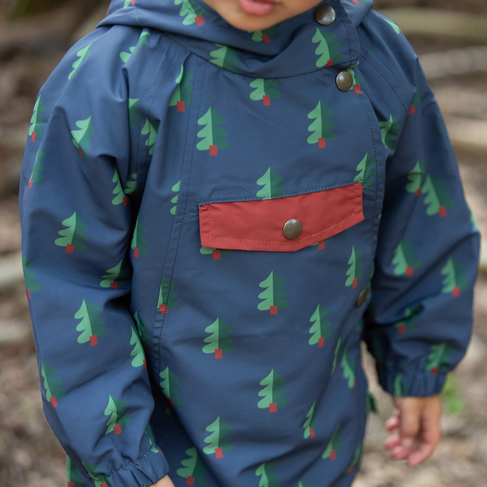 Green Wood Recycled Waterproof Packaway Anorak Blue / 7-8y