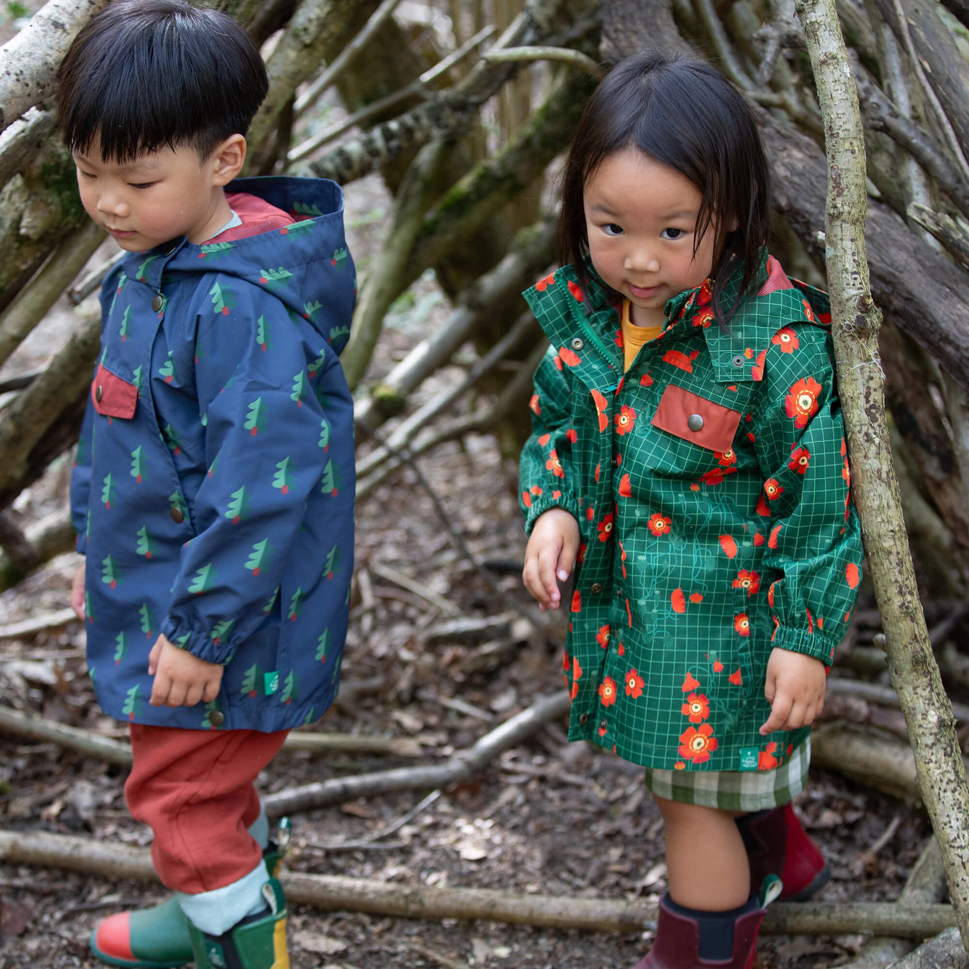 Green Wood Recycled Waterproof Packaway Anorak Blue / 7-8y