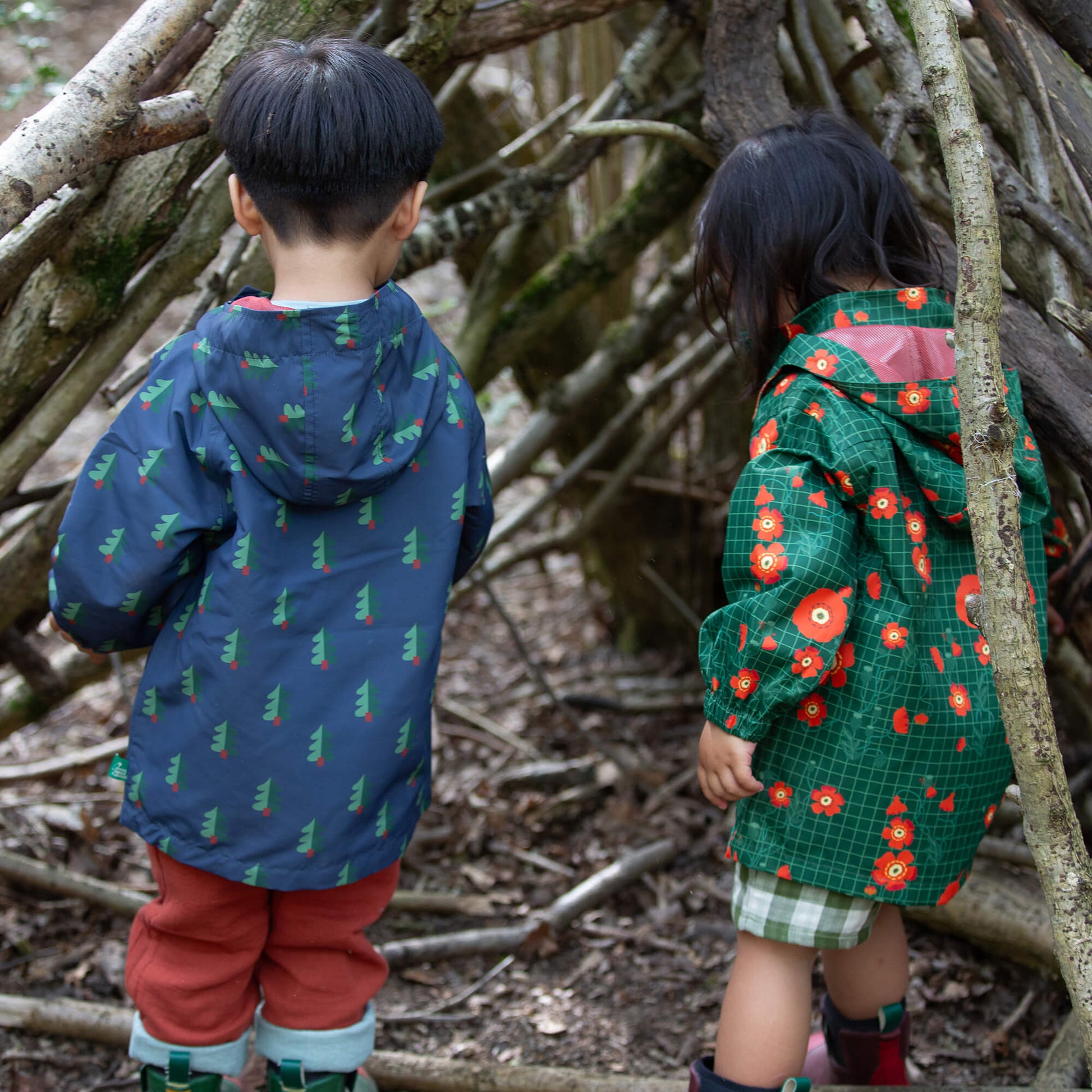 Green Wood Recycled Waterproof Packaway Anorak Blue / 7-8y