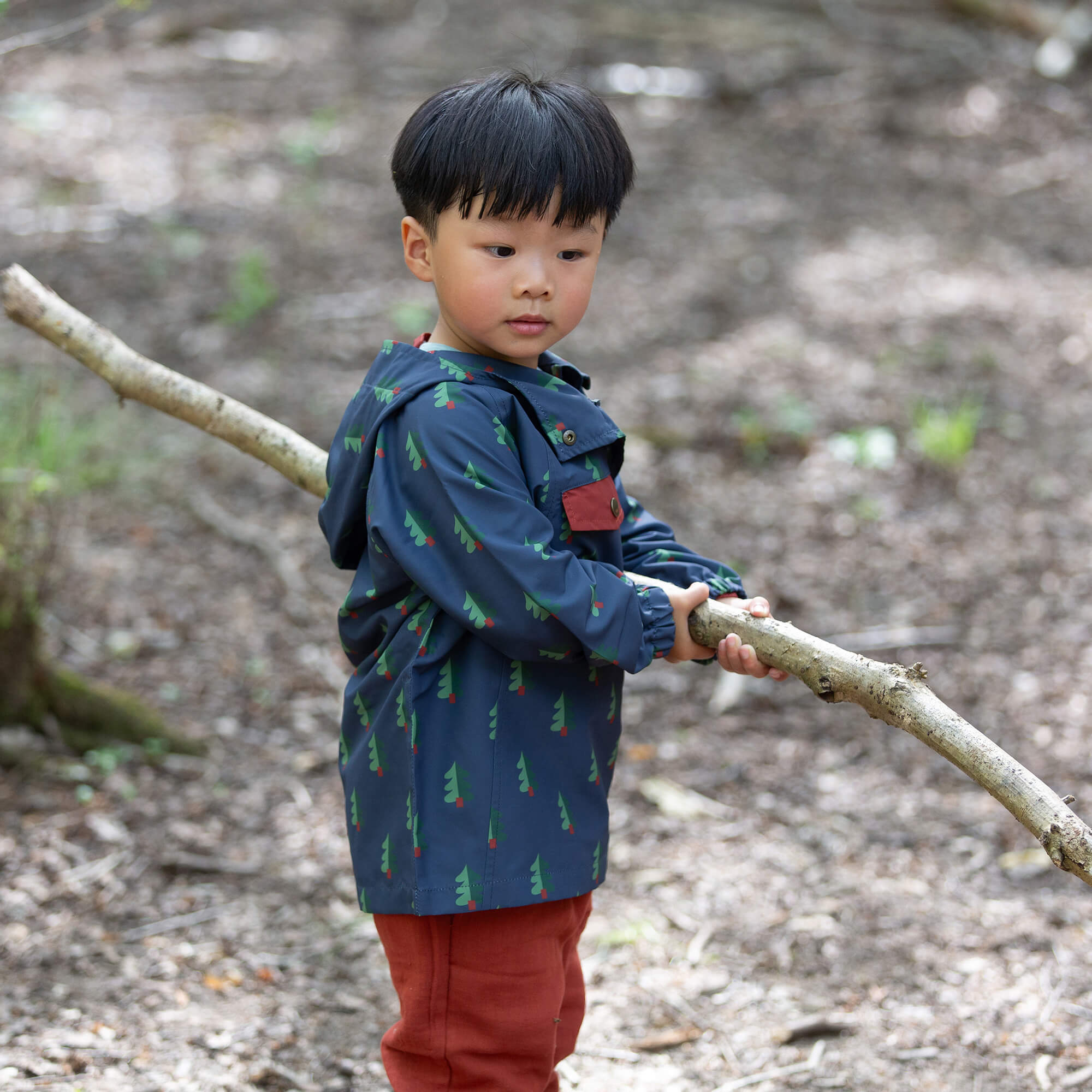 Green Wood Recycled Waterproof Packaway Anorak Blue / 7-8y