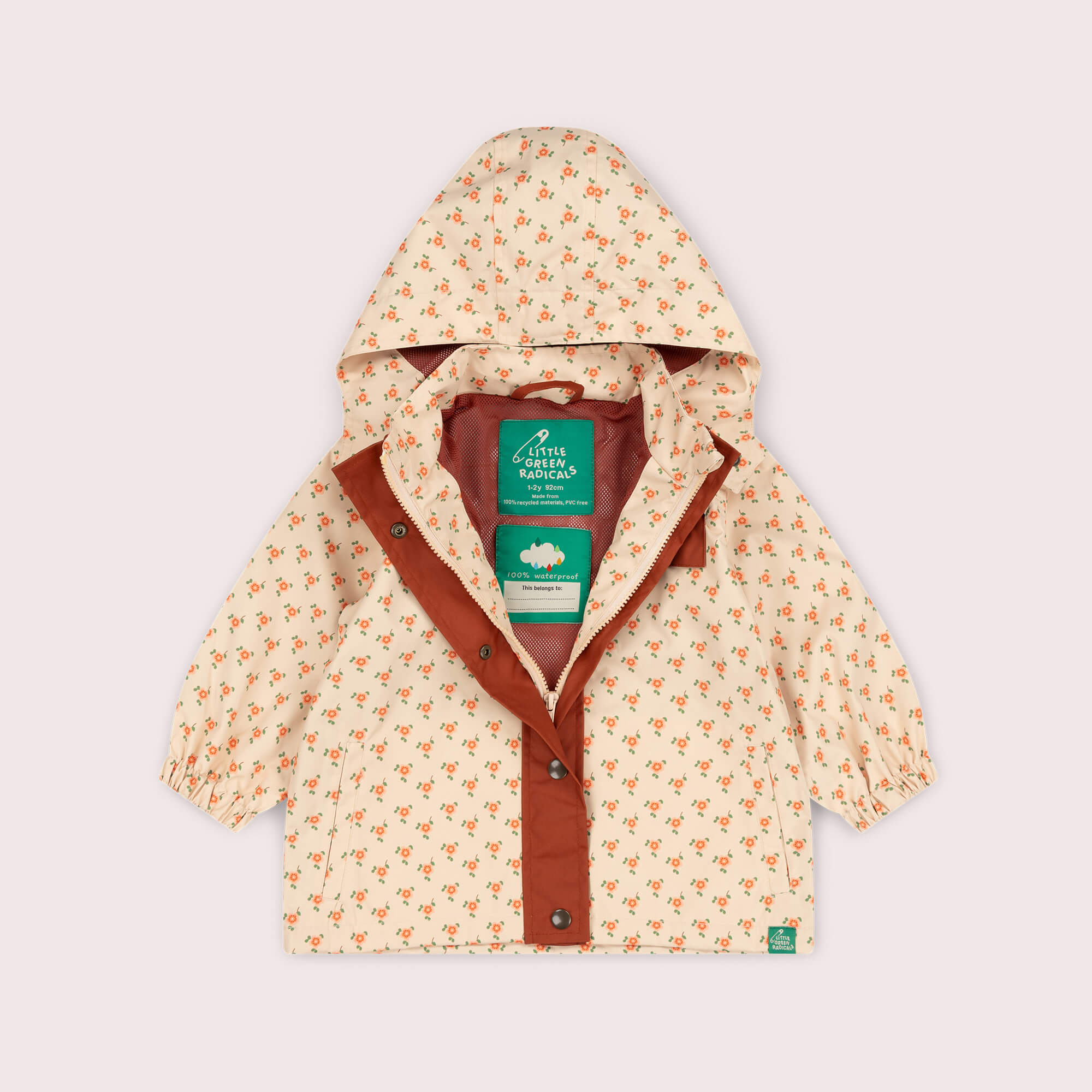 Little Flowers Recycled Waterproof Raincoat Cream / 7-8y