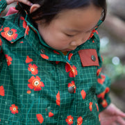 WIld Poppies Recycled Waterproof Raincoat Green / 7-8y