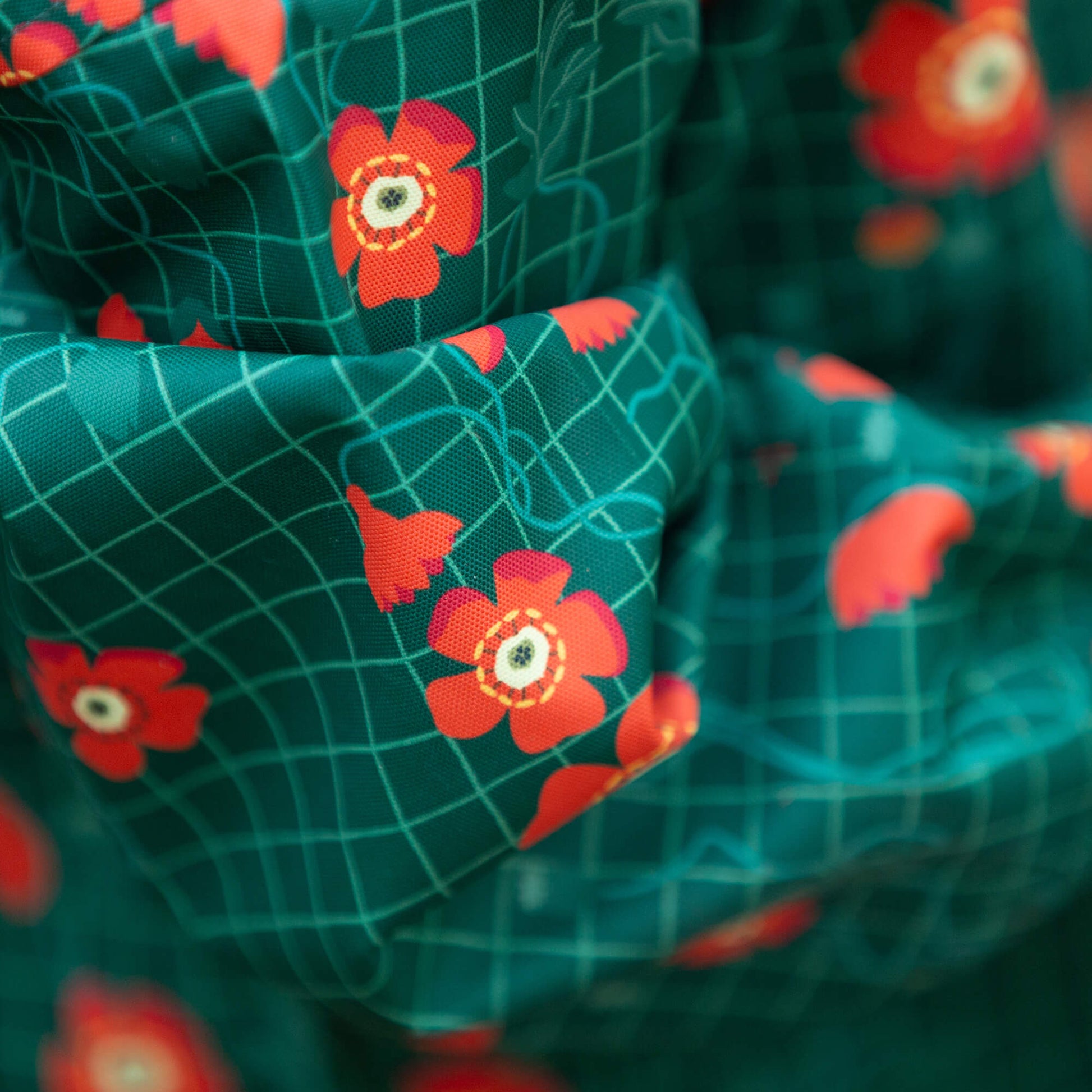 WIld Poppies Recycled Waterproof Raincoat Green / 7-8y