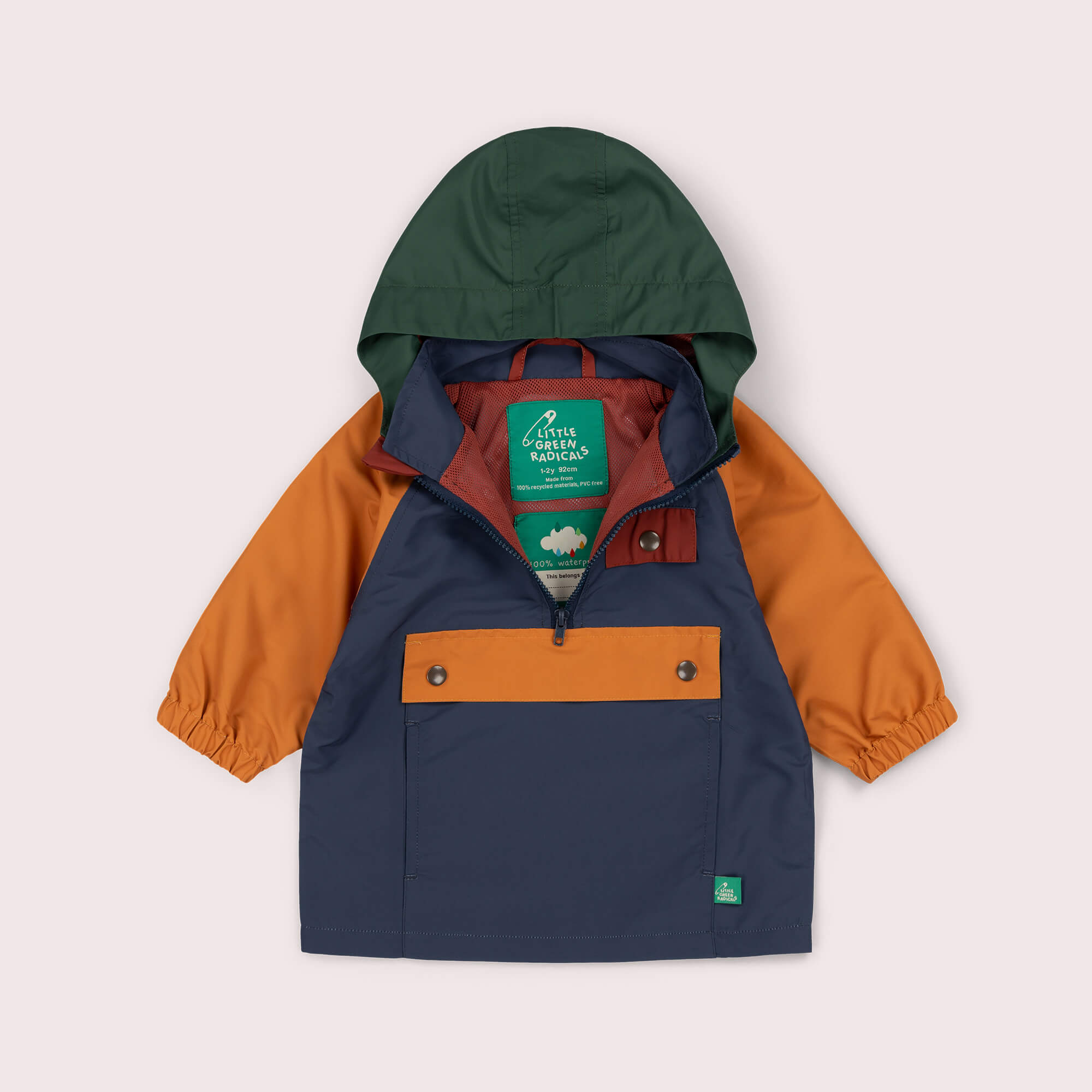 Navy Colour Block Recycled Waterproof Pullover Anorak Multi / 7-8y