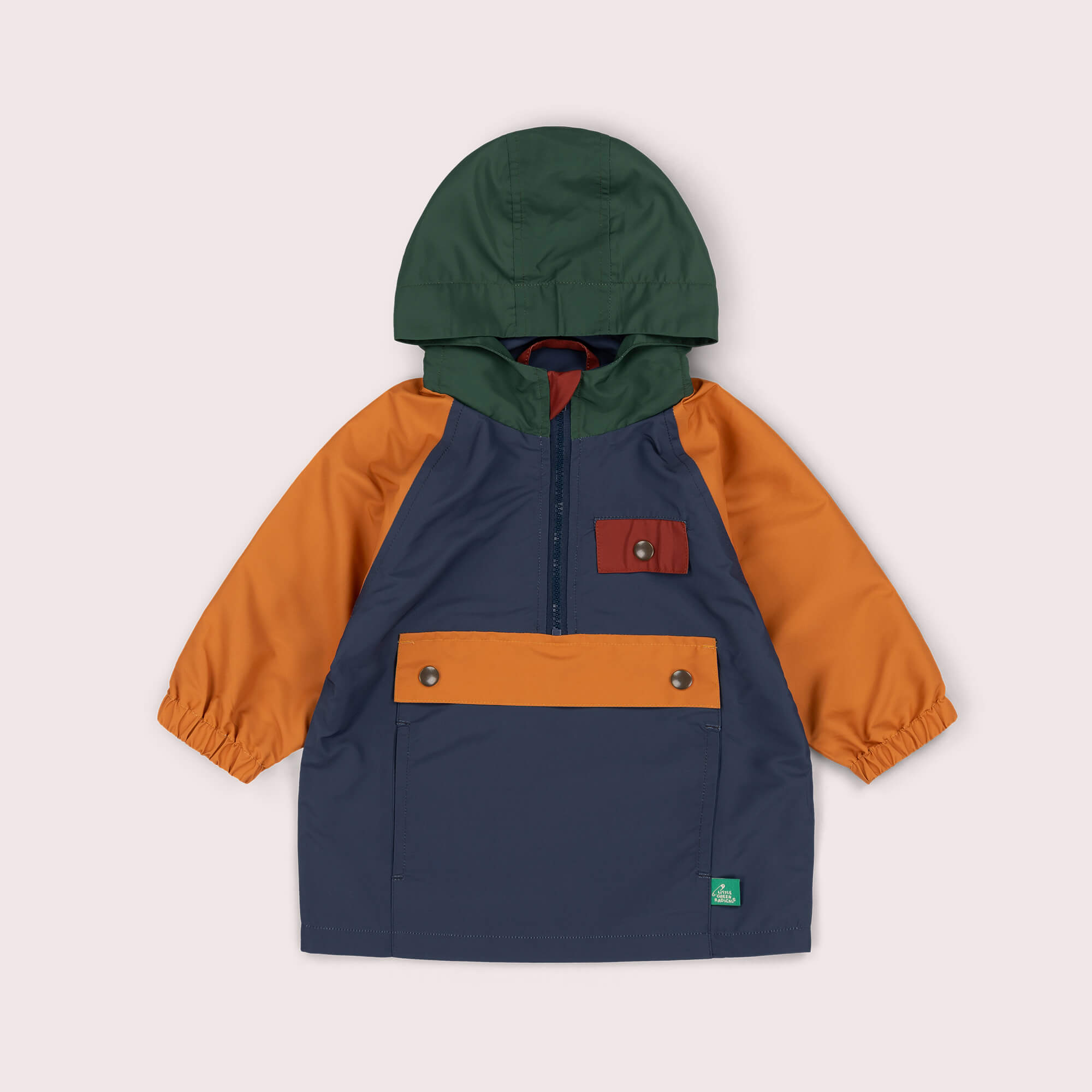Navy Colour Block Recycled Waterproof Pullover Anorak Multi / 7-8y