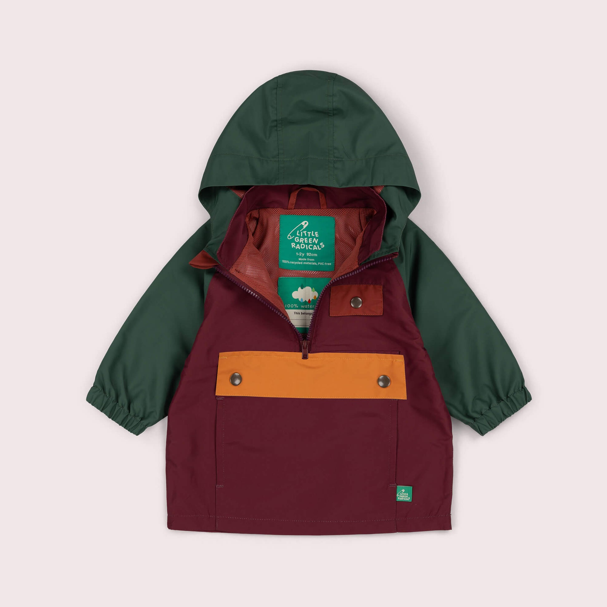 Plum Colour Block Recycled Waterproof Pullover Anorak Multi / 7-8y
