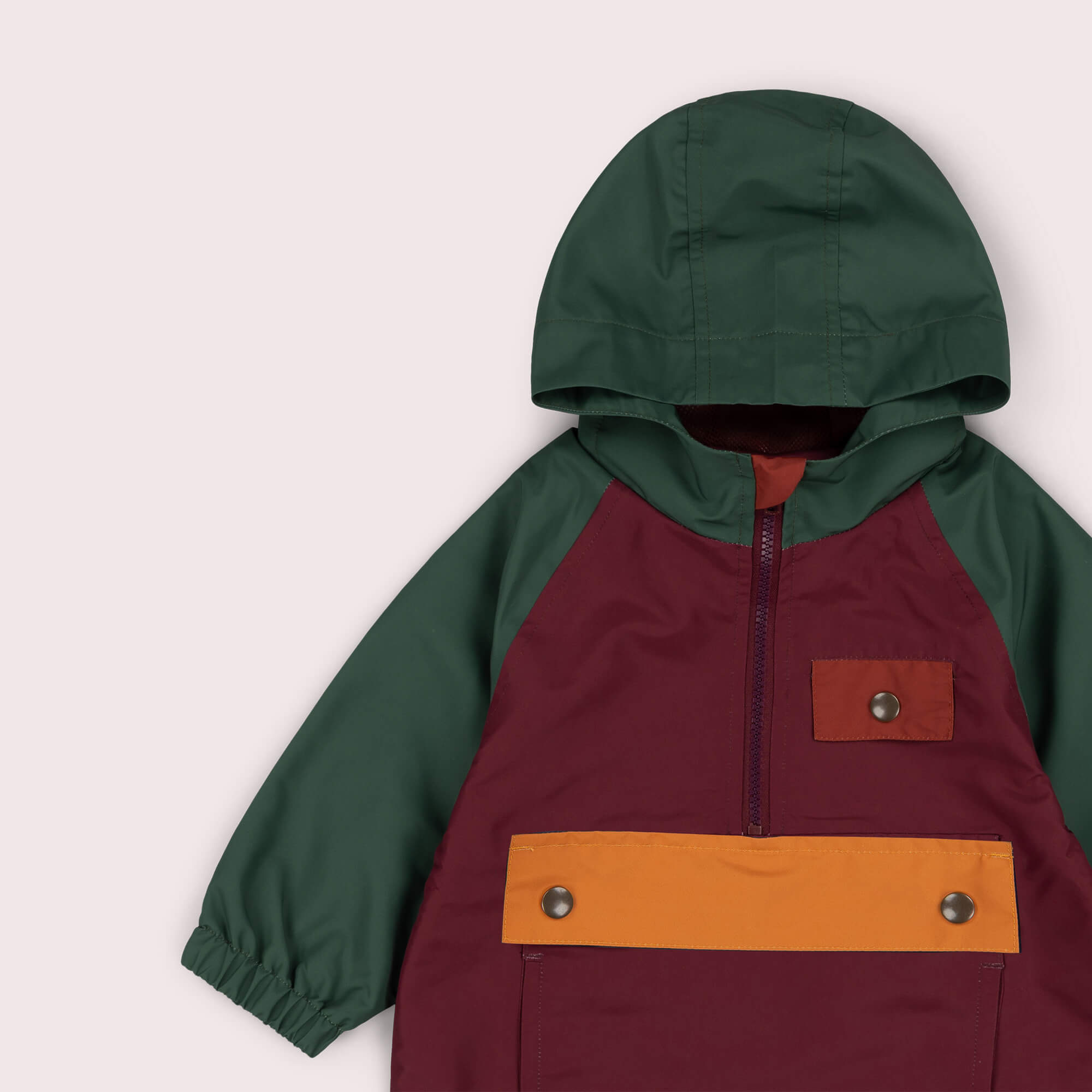 Plum Colour Block Recycled Waterproof Pullover Anorak Multi / 7-8y