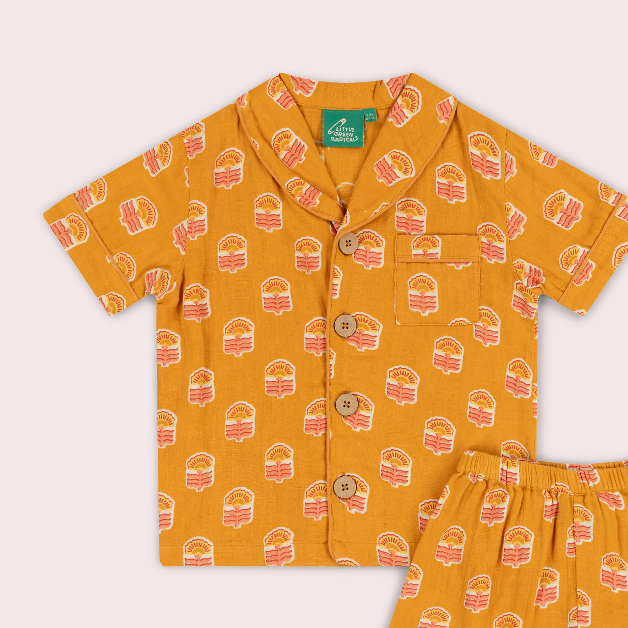 Golden Flowers Pyjama Shorts Set NOT AVAILABLE USA/CAN/AUS Gold / 8-9y