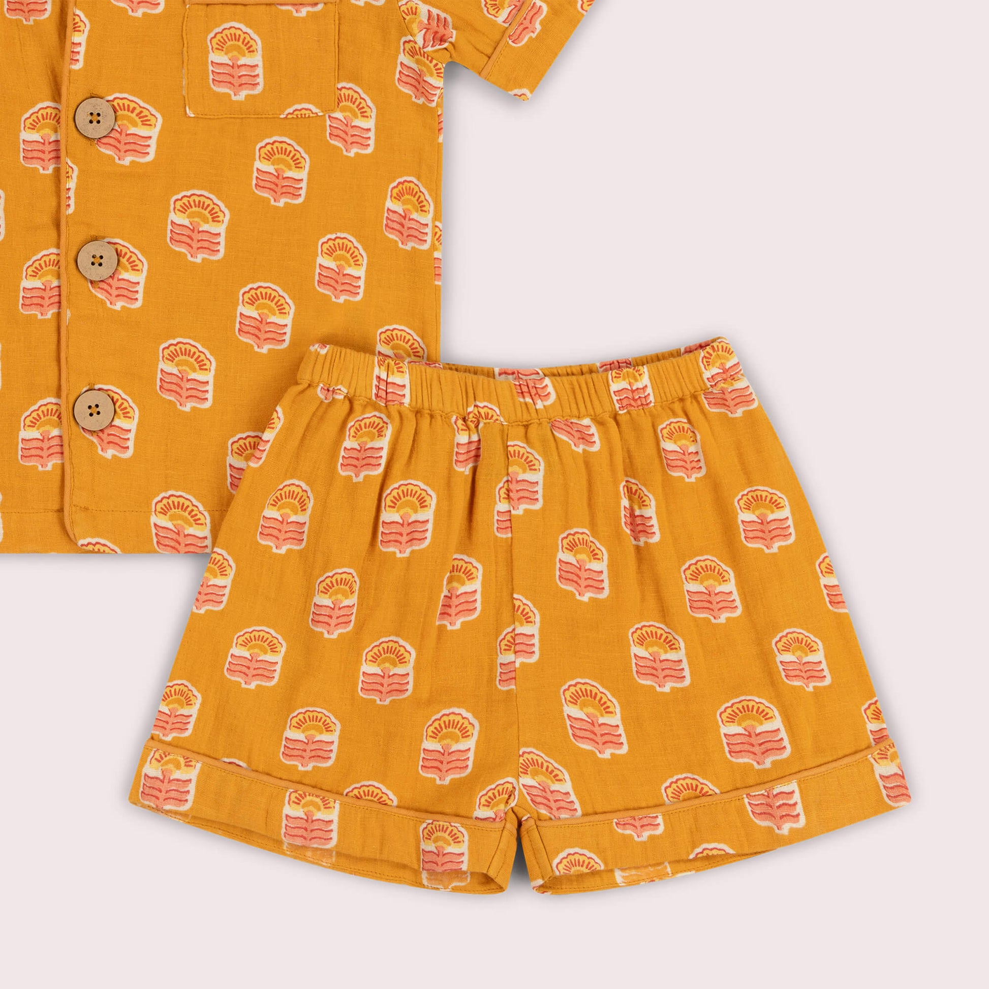 Golden Flowers Pyjama Shorts Set NOT AVAILABLE USA/CAN/AUS Gold / 8-9y