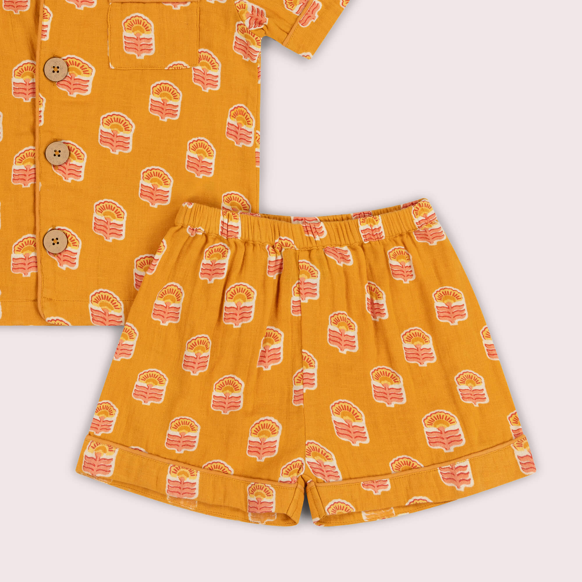 Golden Flowers Pyjama Shorts Set NOT AVAILABLE USA/CAN/AUS Gold / 8-9y