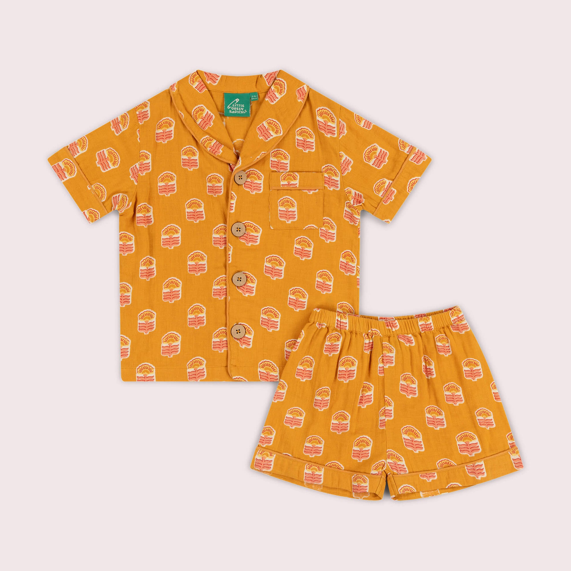 Golden Flowers Pyjama Shorts Set NOT AVAILABLE USA/CAN/AUS Gold / 8-9y