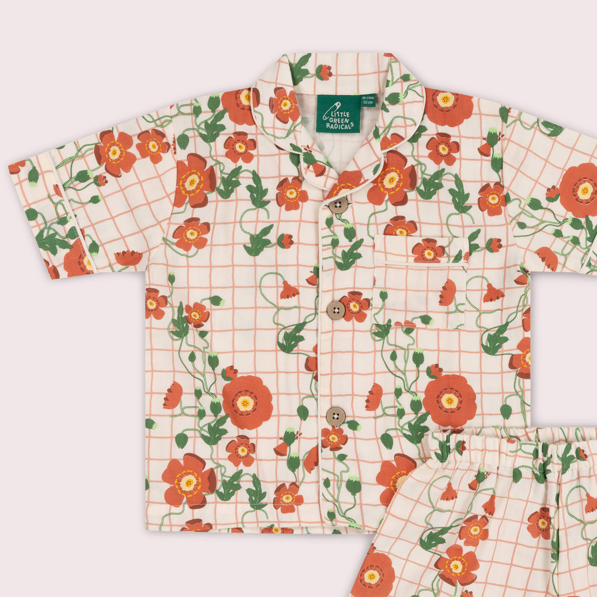 Cream Wild Poppies Pyjama Shorts Set NOT AVAILABLE USA/CAN/AUS Cream / 8-9y