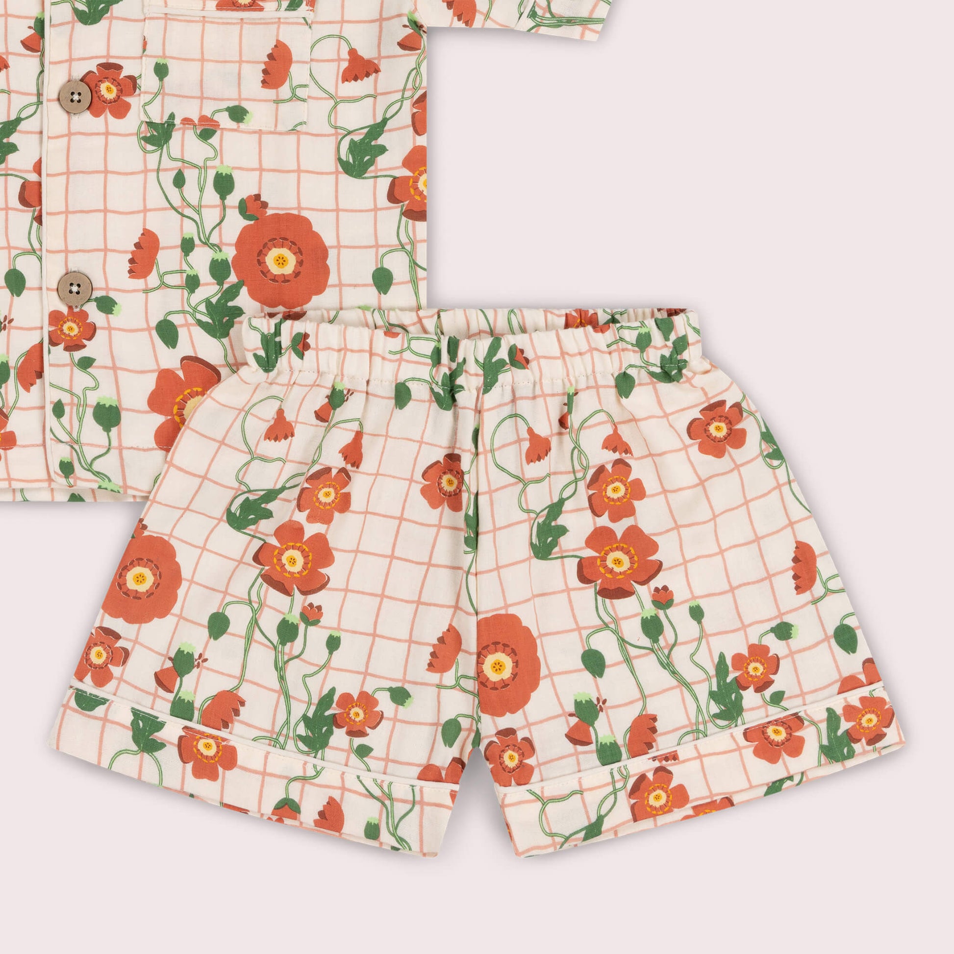 Cream Wild Poppies Pyjama Shorts Set NOT AVAILABLE USA/CAN/AUS Cream / 8-9y