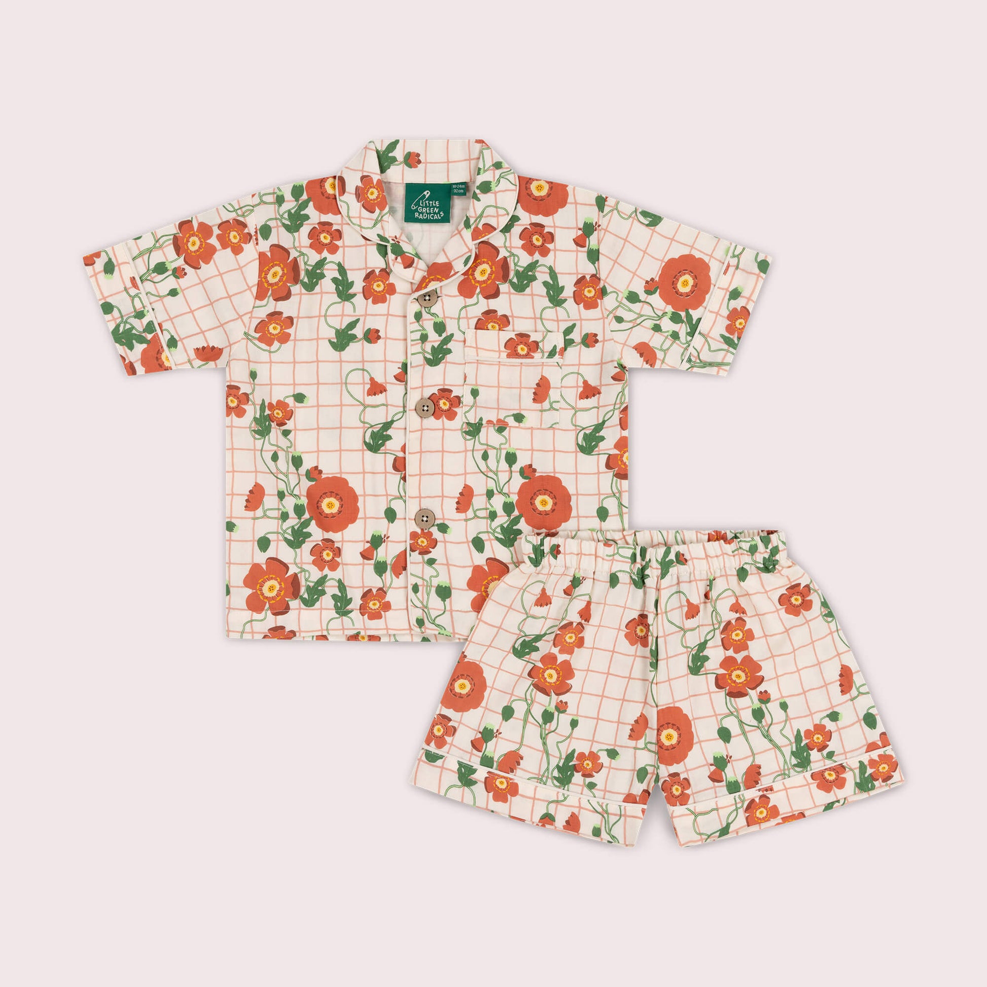 Cream Wild Poppies Pyjama Shorts Set NOT AVAILABLE USA/CAN/AUS Cream / 8-9y