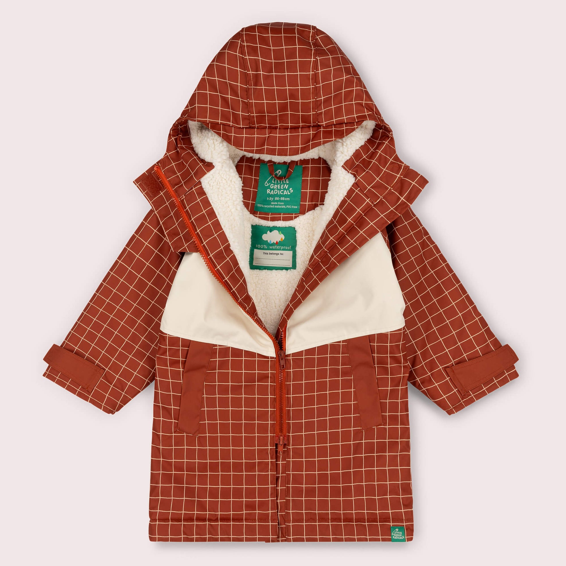 Ginger Check Recycled Waterproof Robe Orange / 5-8y