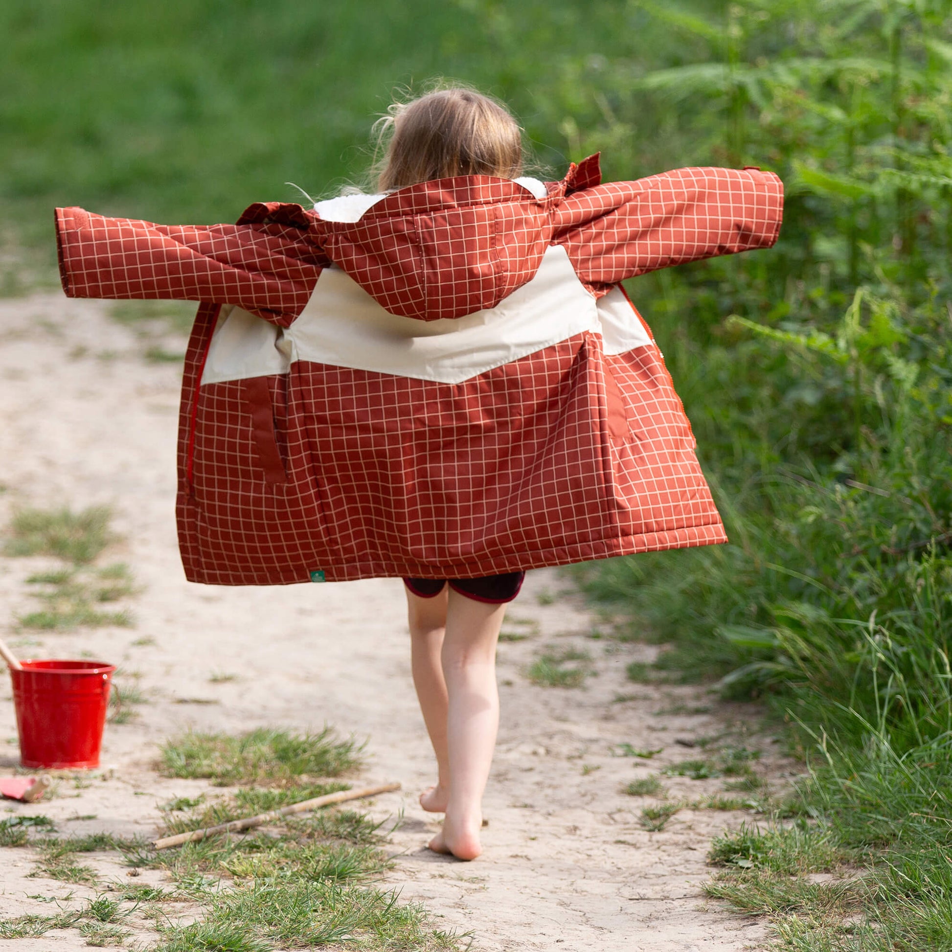 Ginger Check Recycled Waterproof Robe Orange / 5-8y