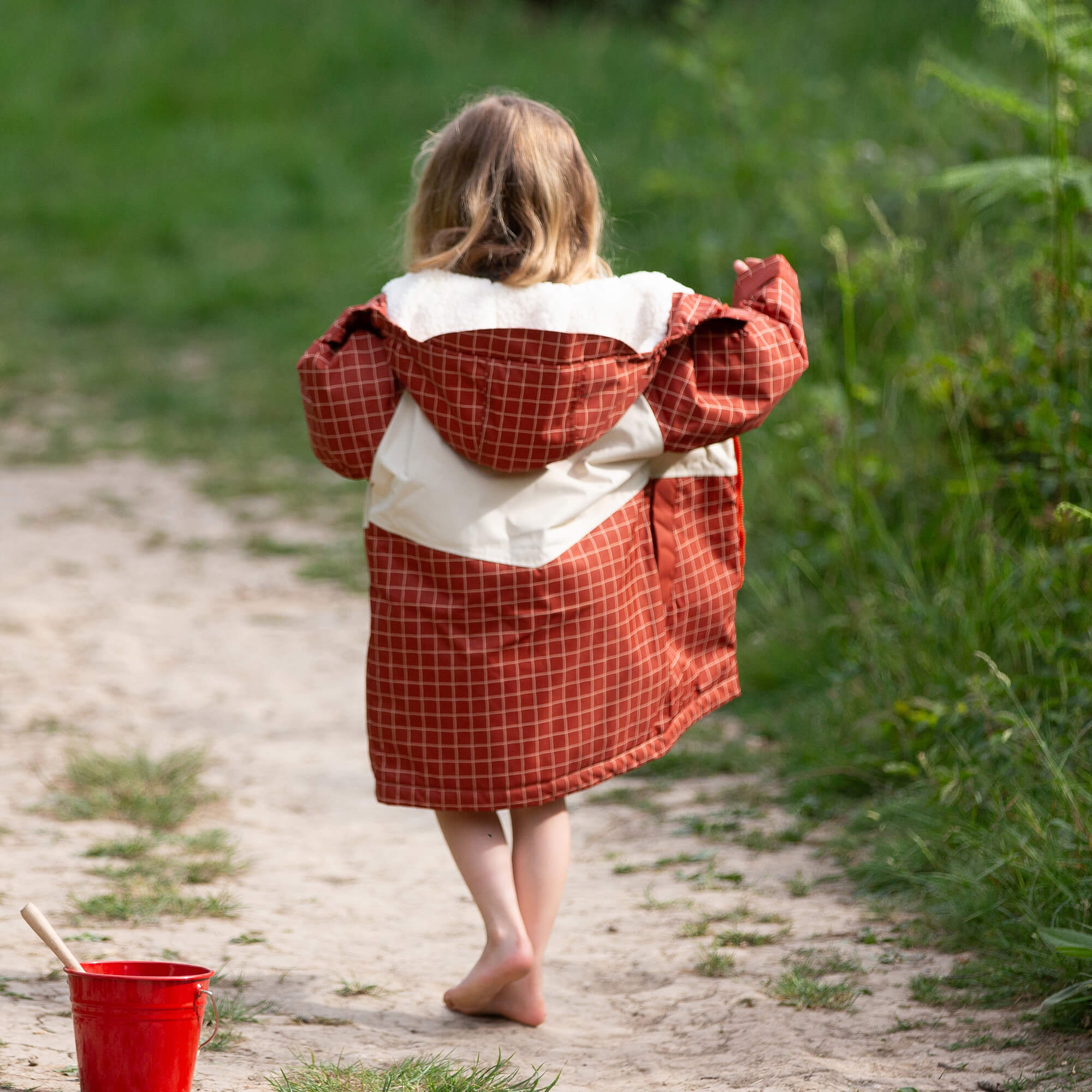 Ginger Check Recycled Waterproof Robe Orange / 5-8y