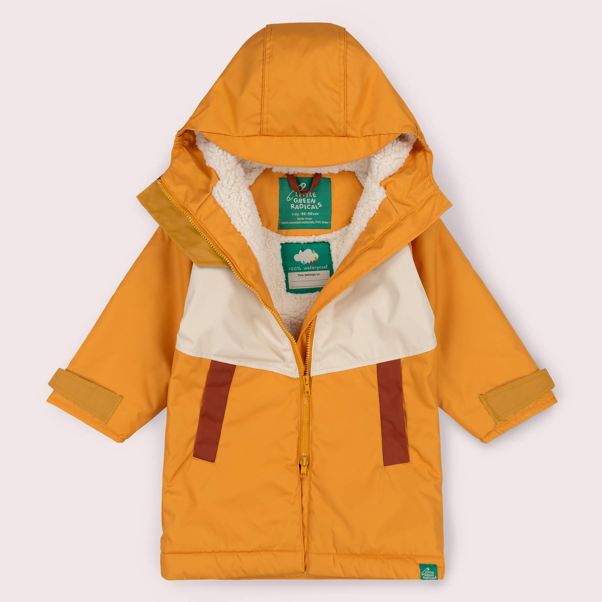 Gold Colour Block Recycled Waterproof Robe Gold / 5-8y