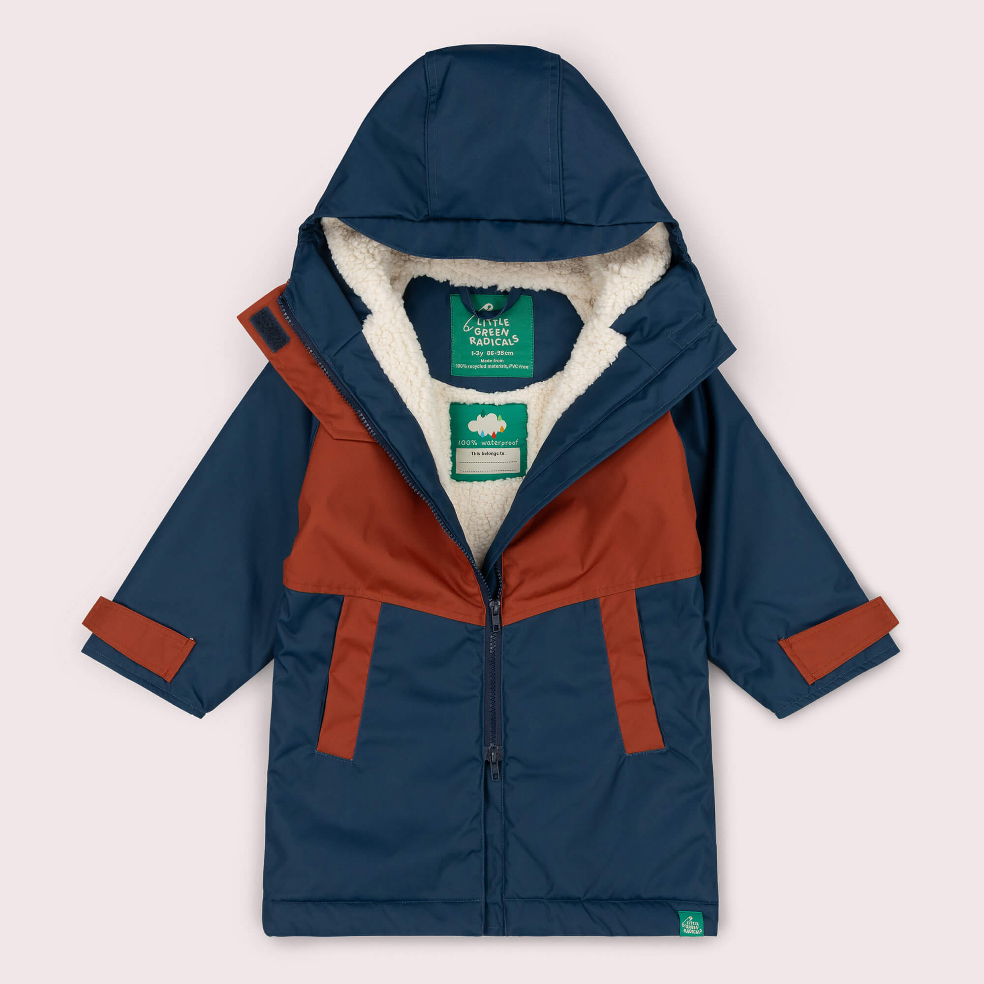Navy Colour Block Recycled Waterproof Robe Navy / 5-8y