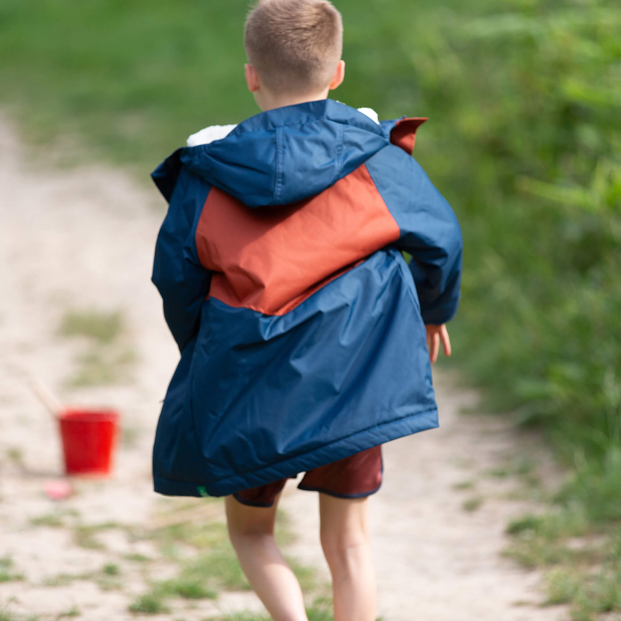 Navy Colour Block Recycled Waterproof Robe Navy / 5-8y