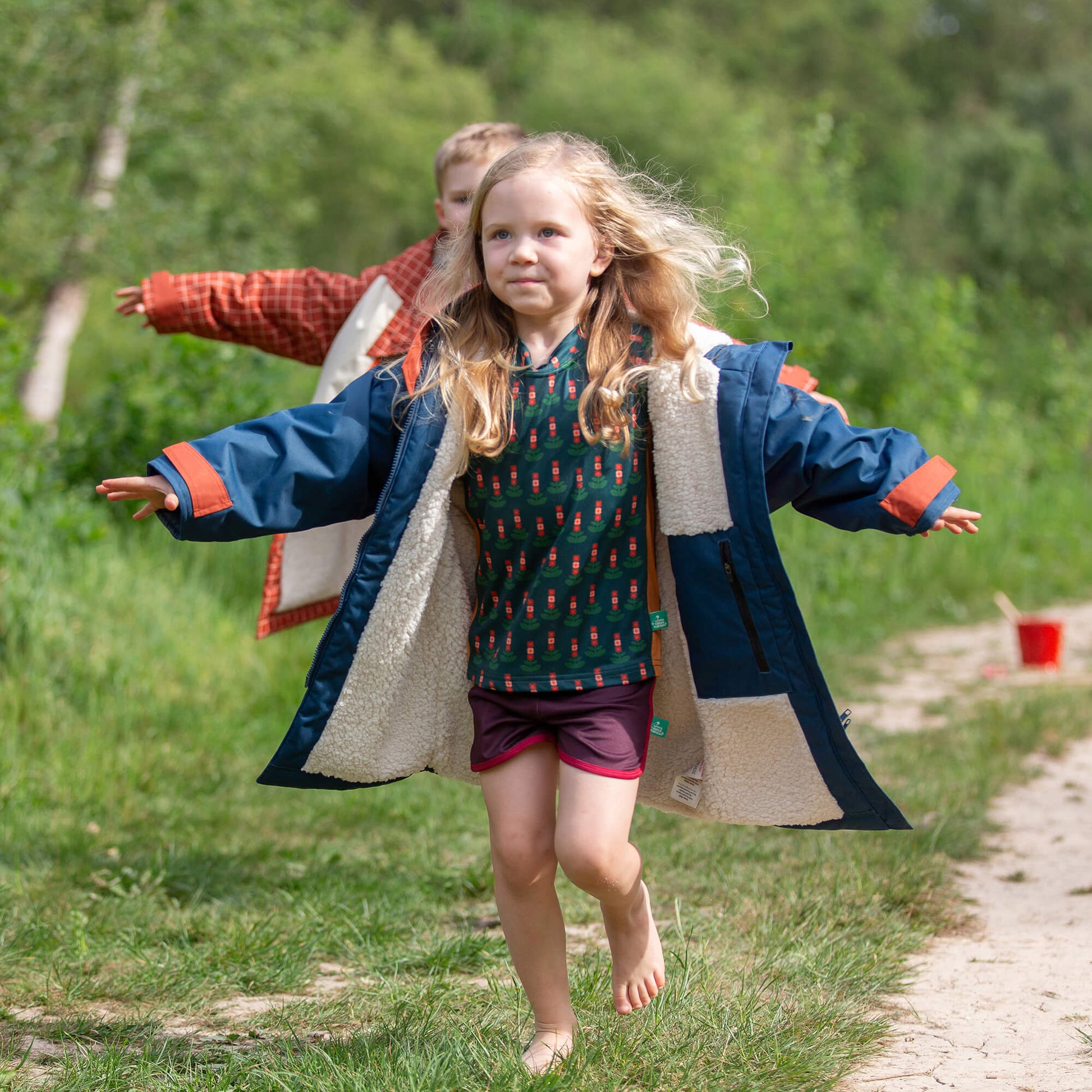 Navy Colour Block Recycled Waterproof Robe Navy / 5-8y