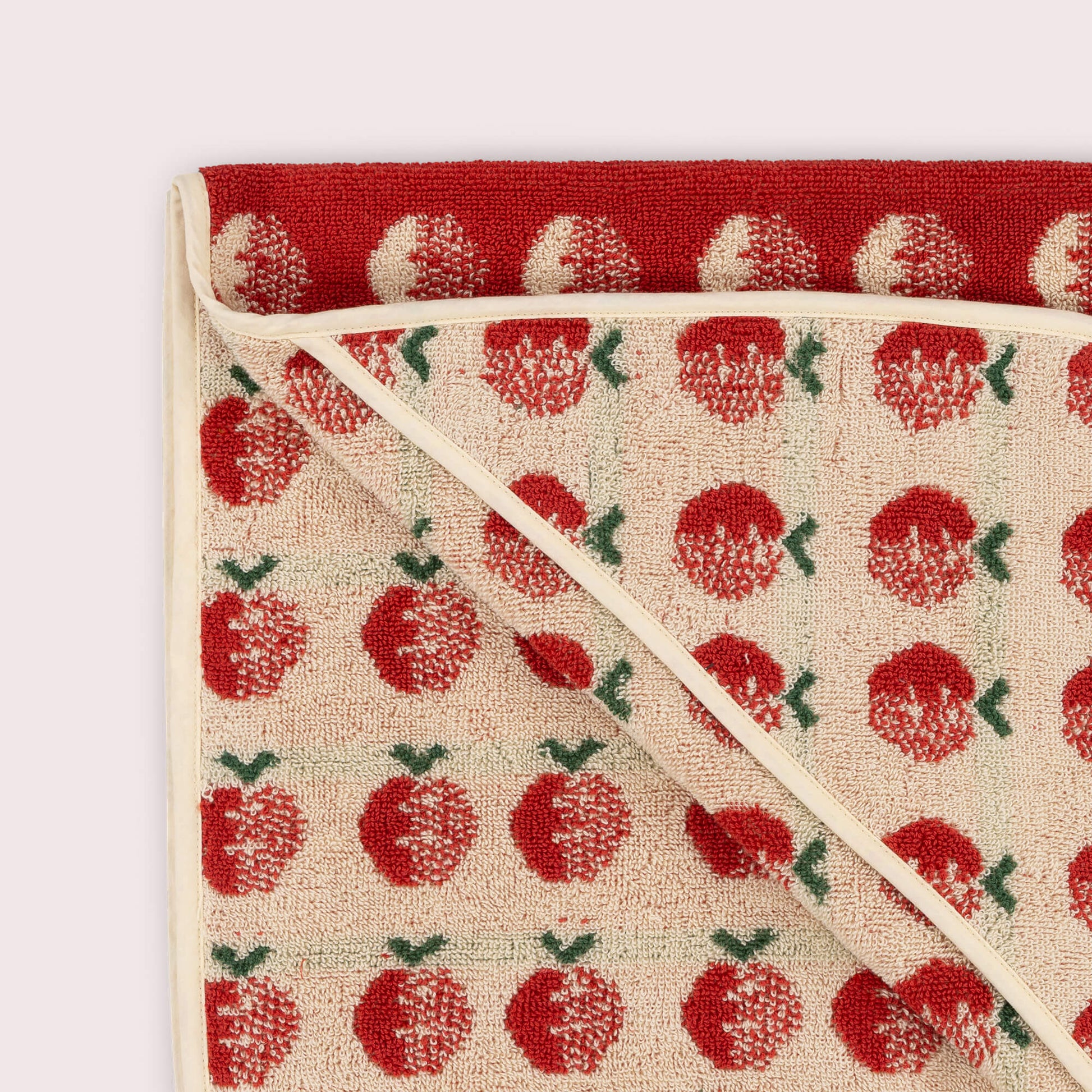 Red Apples Hooded Towel Cream / one size