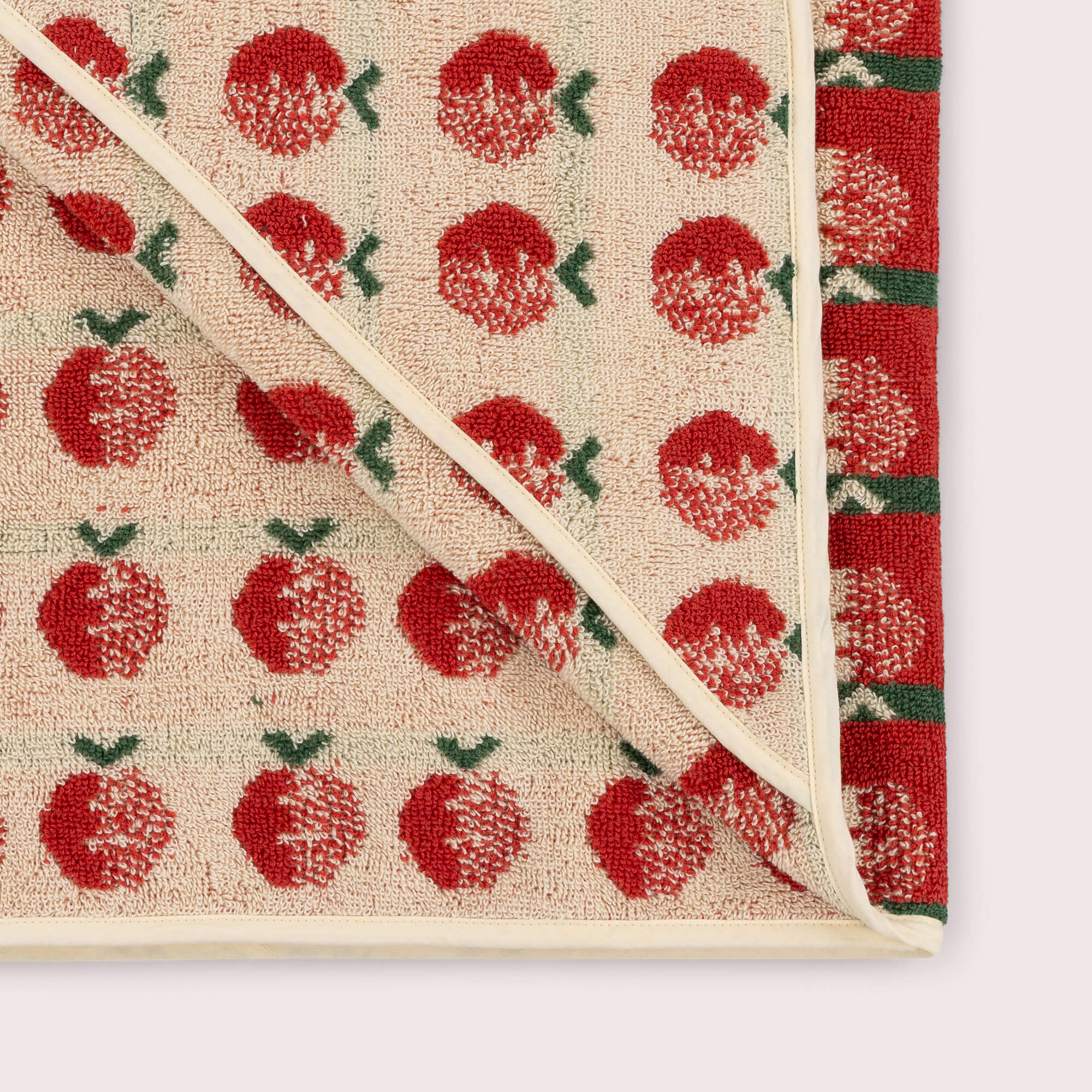 Red Apples Hooded Towel Cream / one size