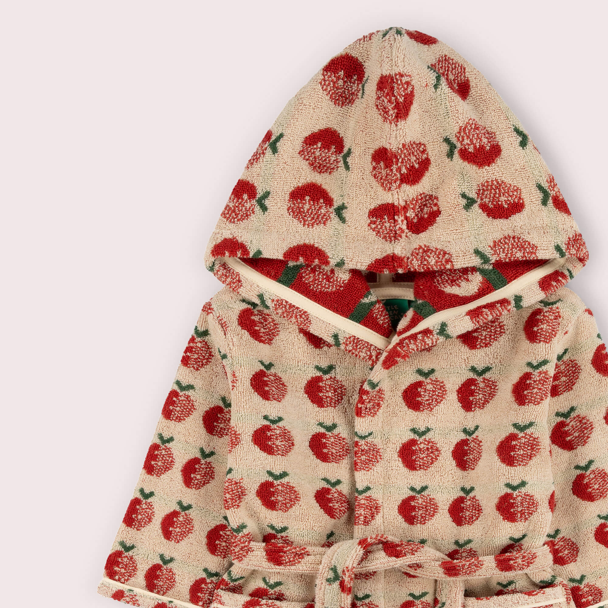 Red Apples Towelling Robe Cream / 5-8y