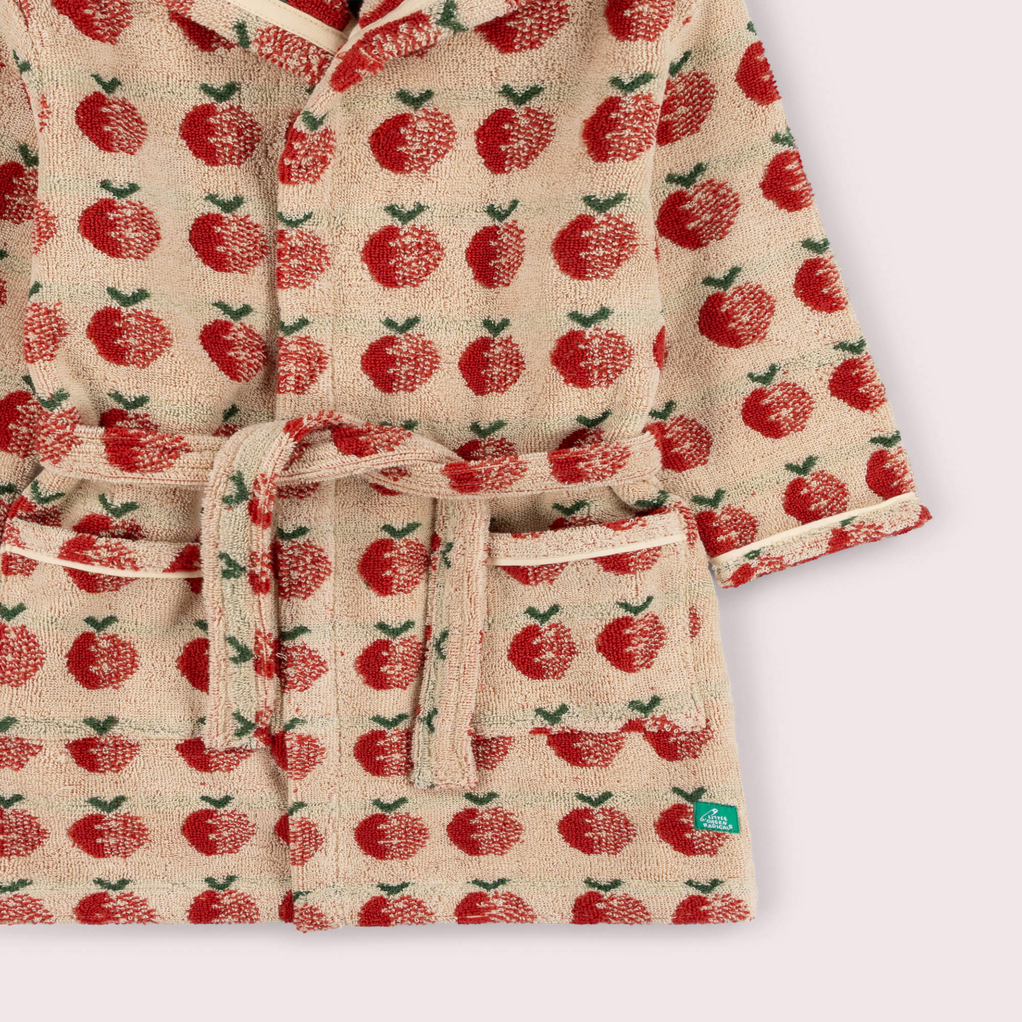 Red Apples Towelling Robe Cream / 5-8y