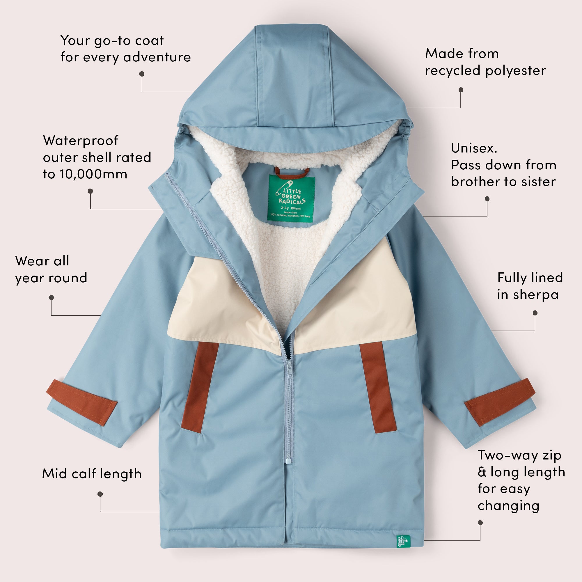 Hazy Blue Recycled Waterproof Robe