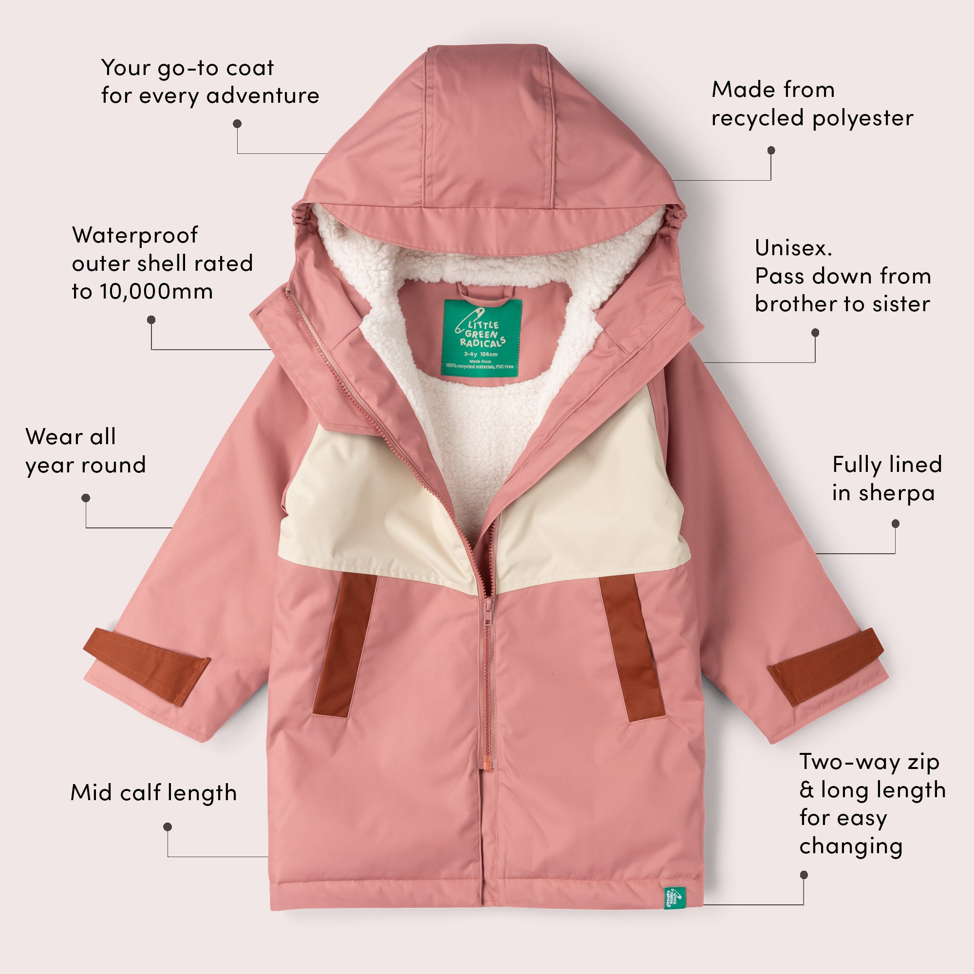 Soft Pink Recycled Waterproof Robe