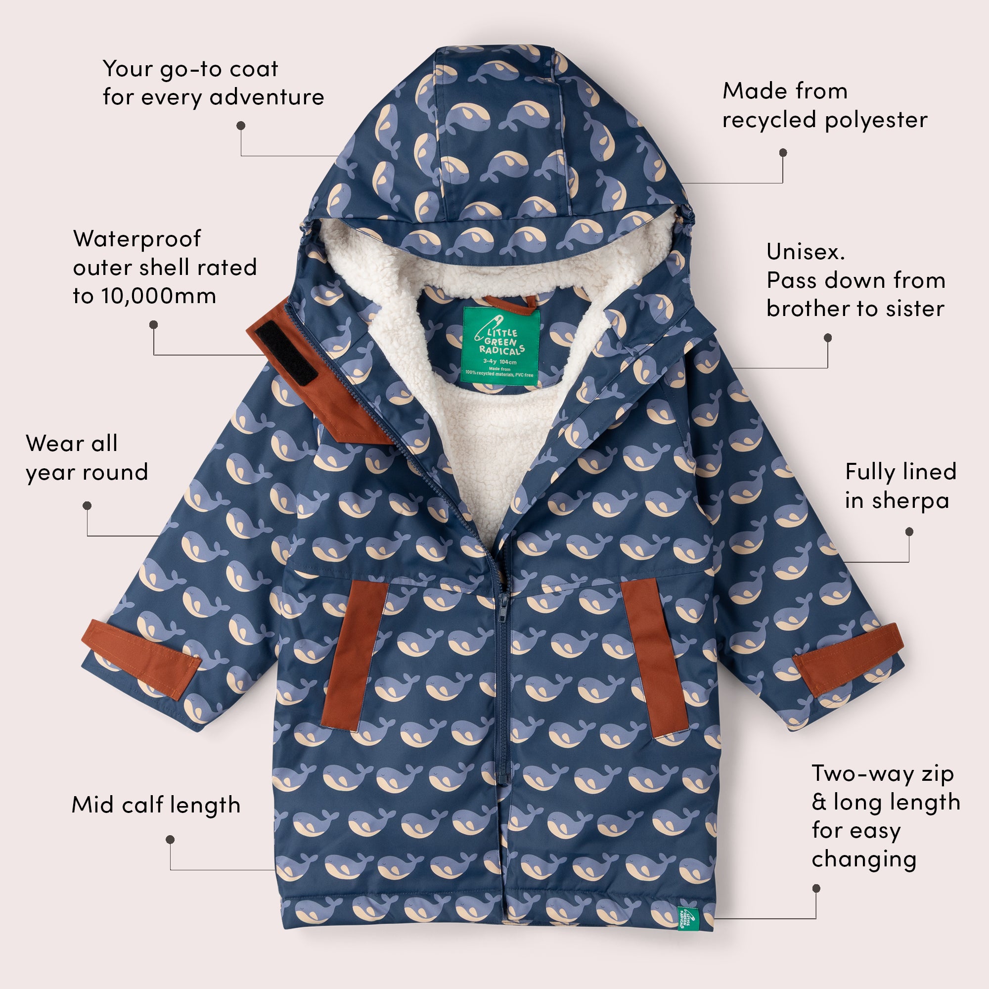 Singing Whales Recycled Waterproof Robe