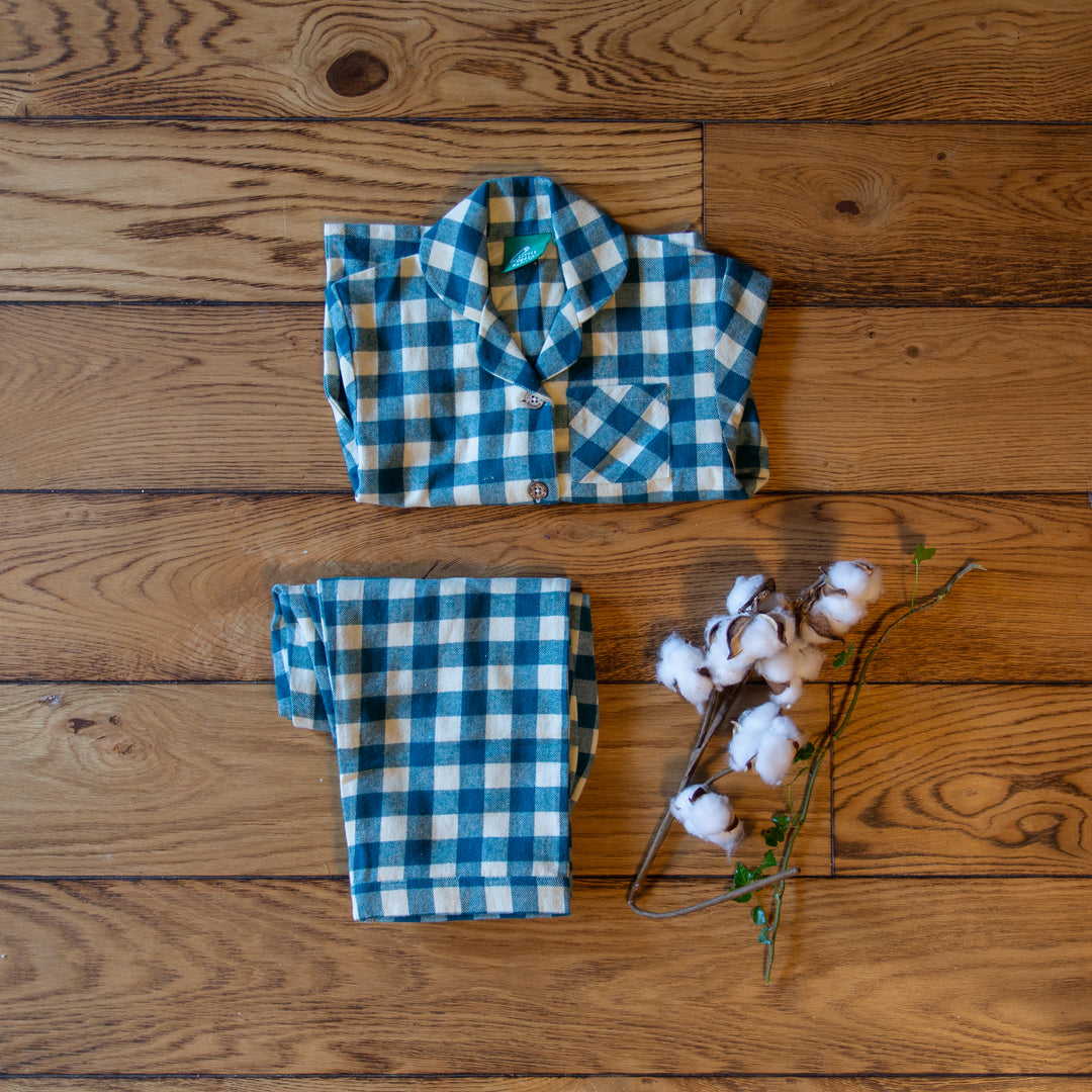 Blue Check Classic Button Up Pyjamas