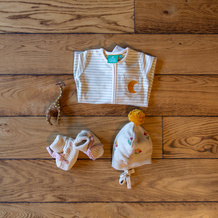 Flower Knitted Hat & Baby Booties Set