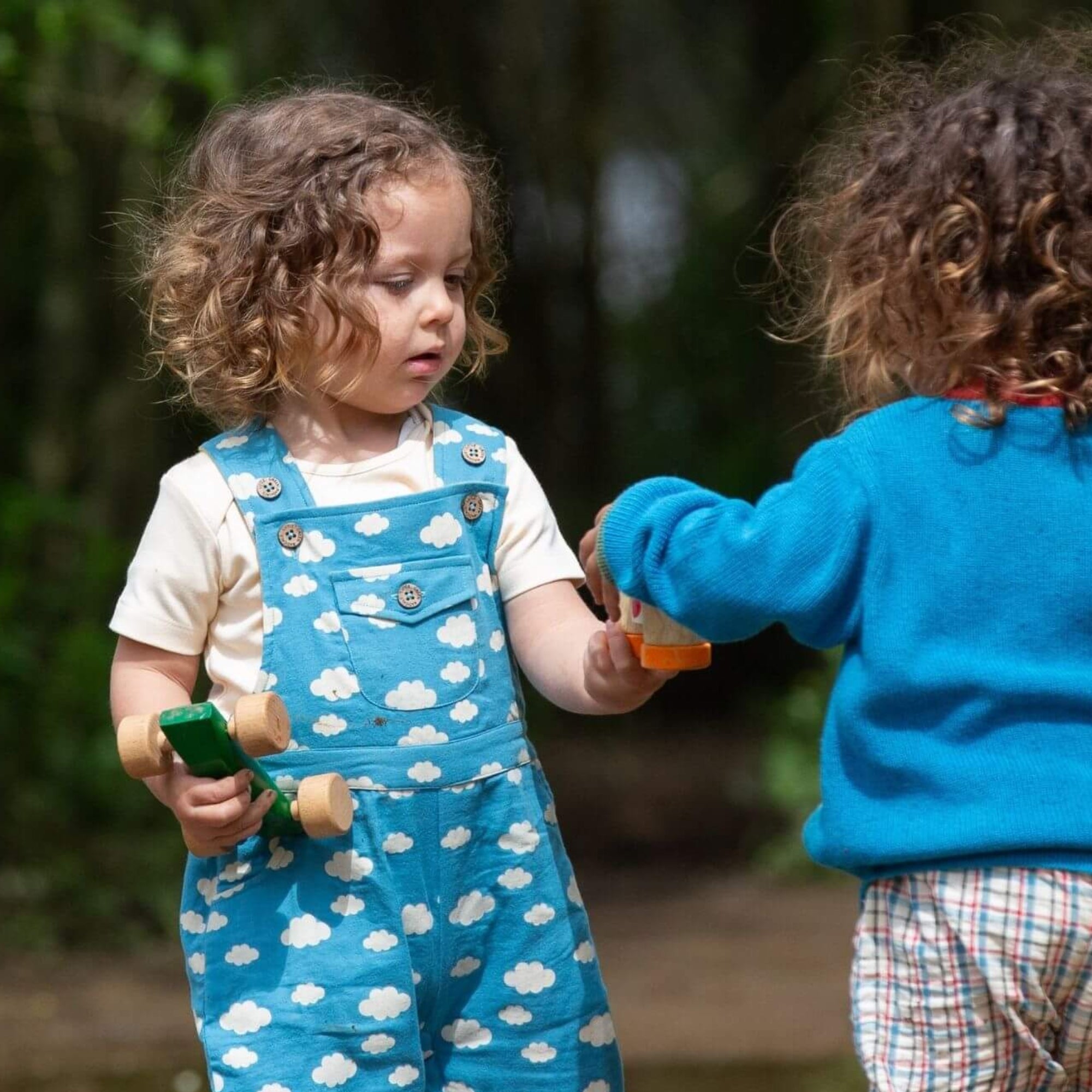 Blue Clouds Pocket Dungaree Shorts