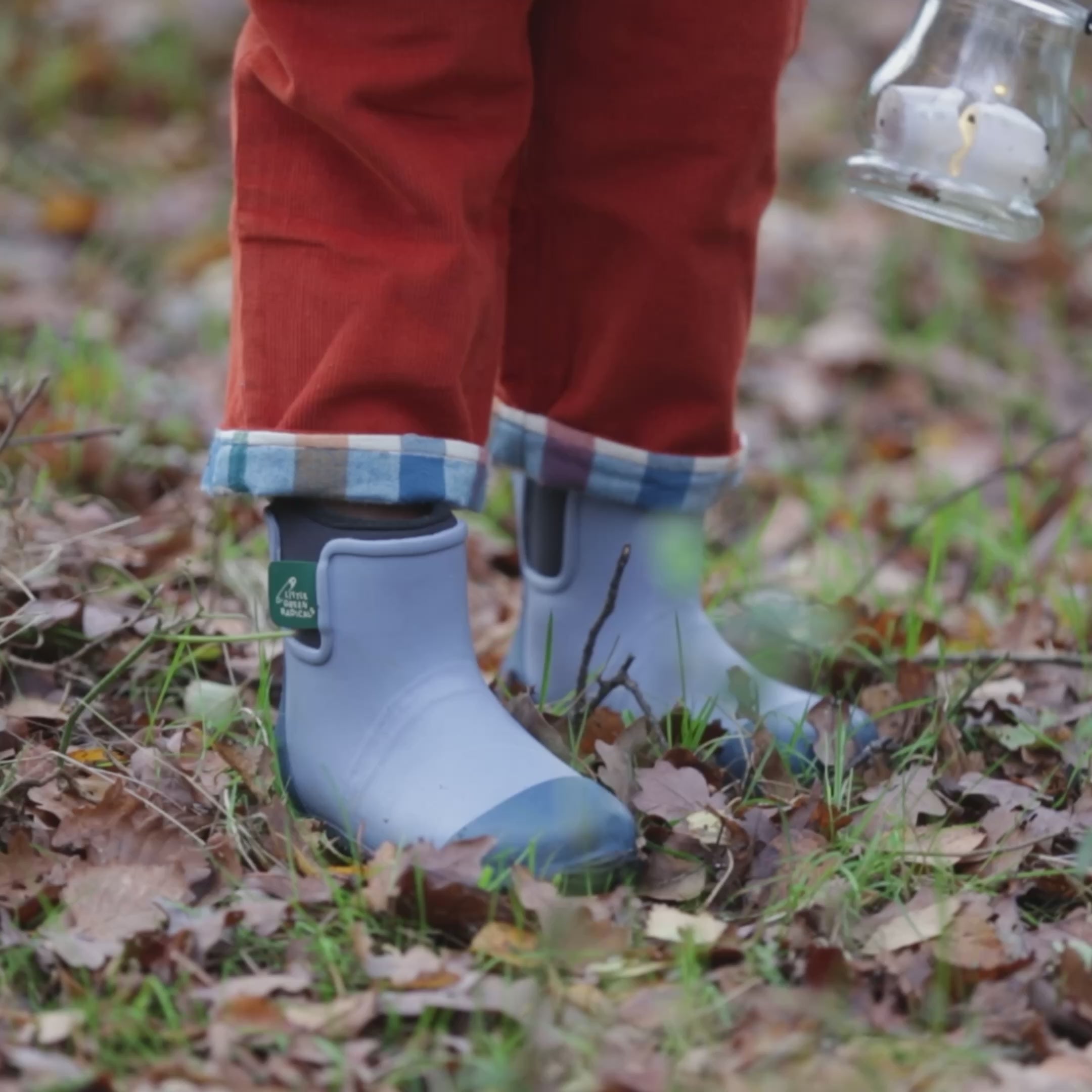 Load video: Soft Blue Lined Natural Rubber Ankle Rain Boots