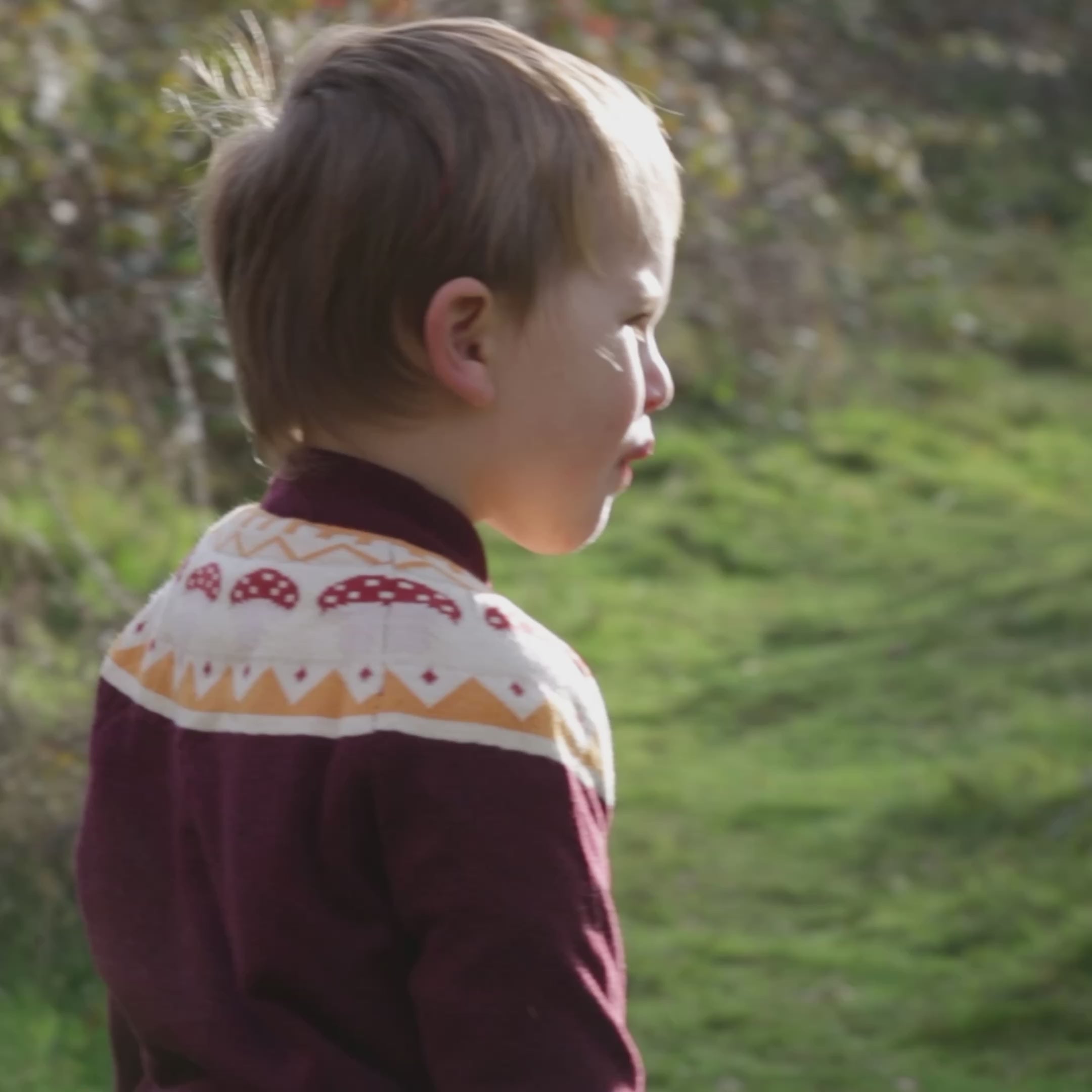 Load video: Mushroom Fair Isle Knitted Jumper