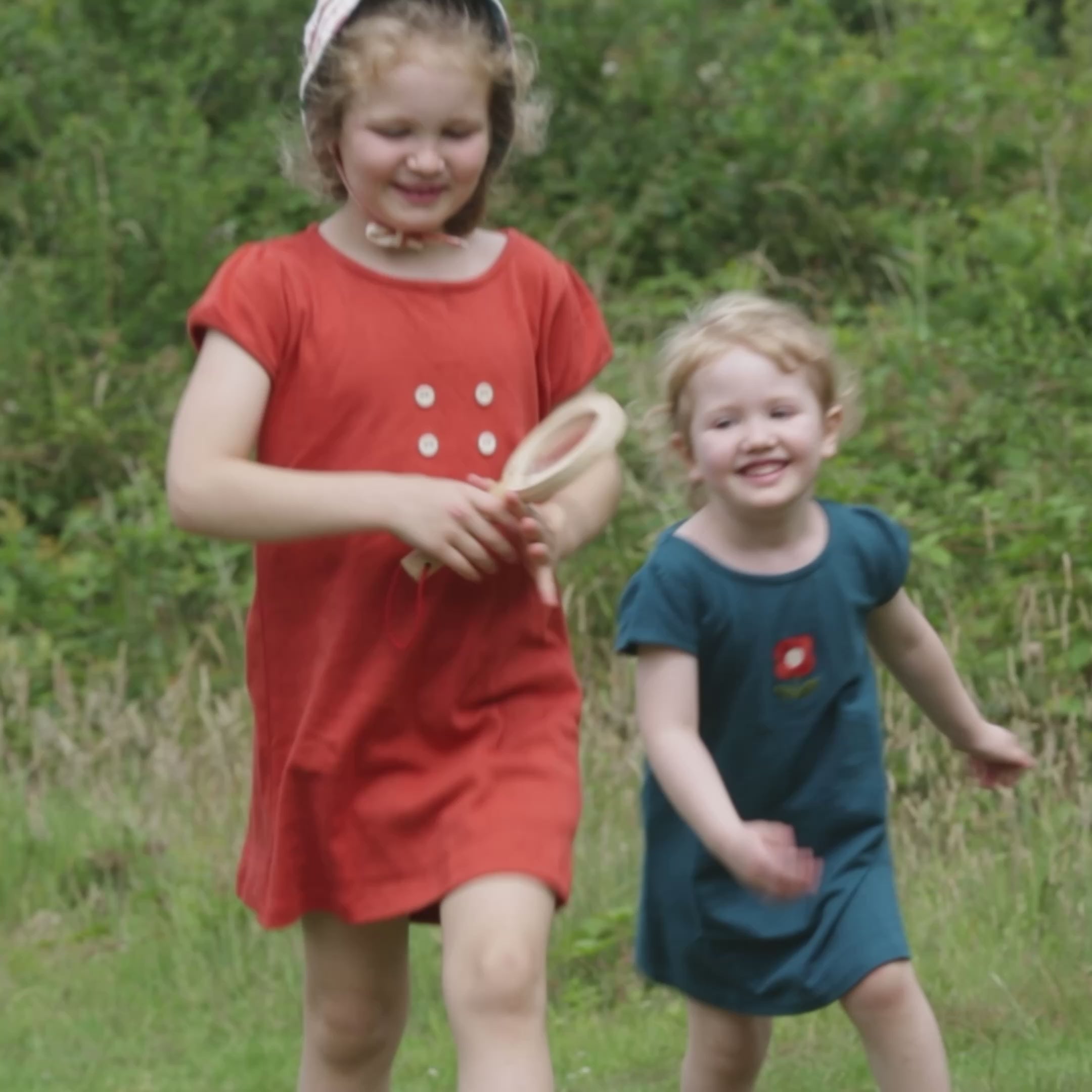 Load video: Red Button Boatneck Tunic Dress