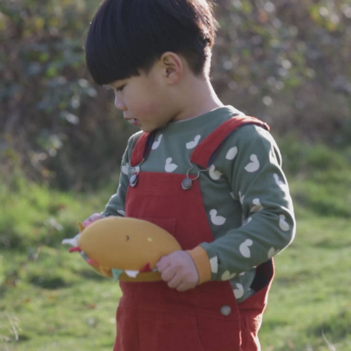 Burnt Ochre Lined Corduroy Dungarees