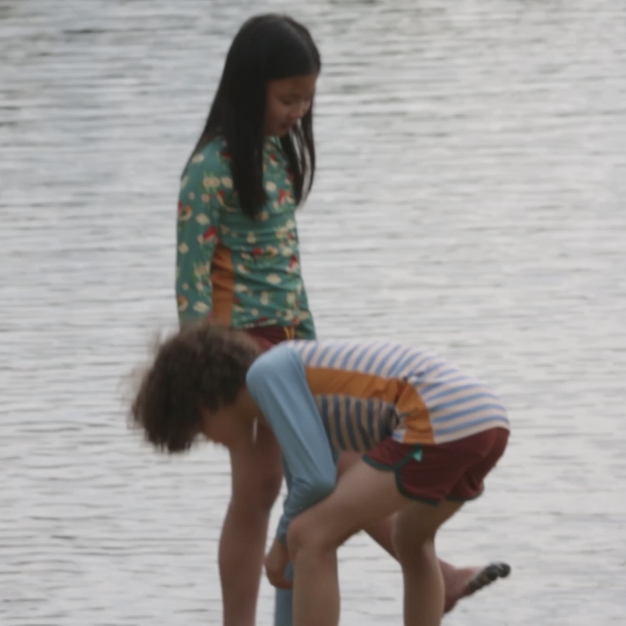 Load video: Hazy Blue Striped UPF 50 Sunsafe Long Sleeve Rash Vest
